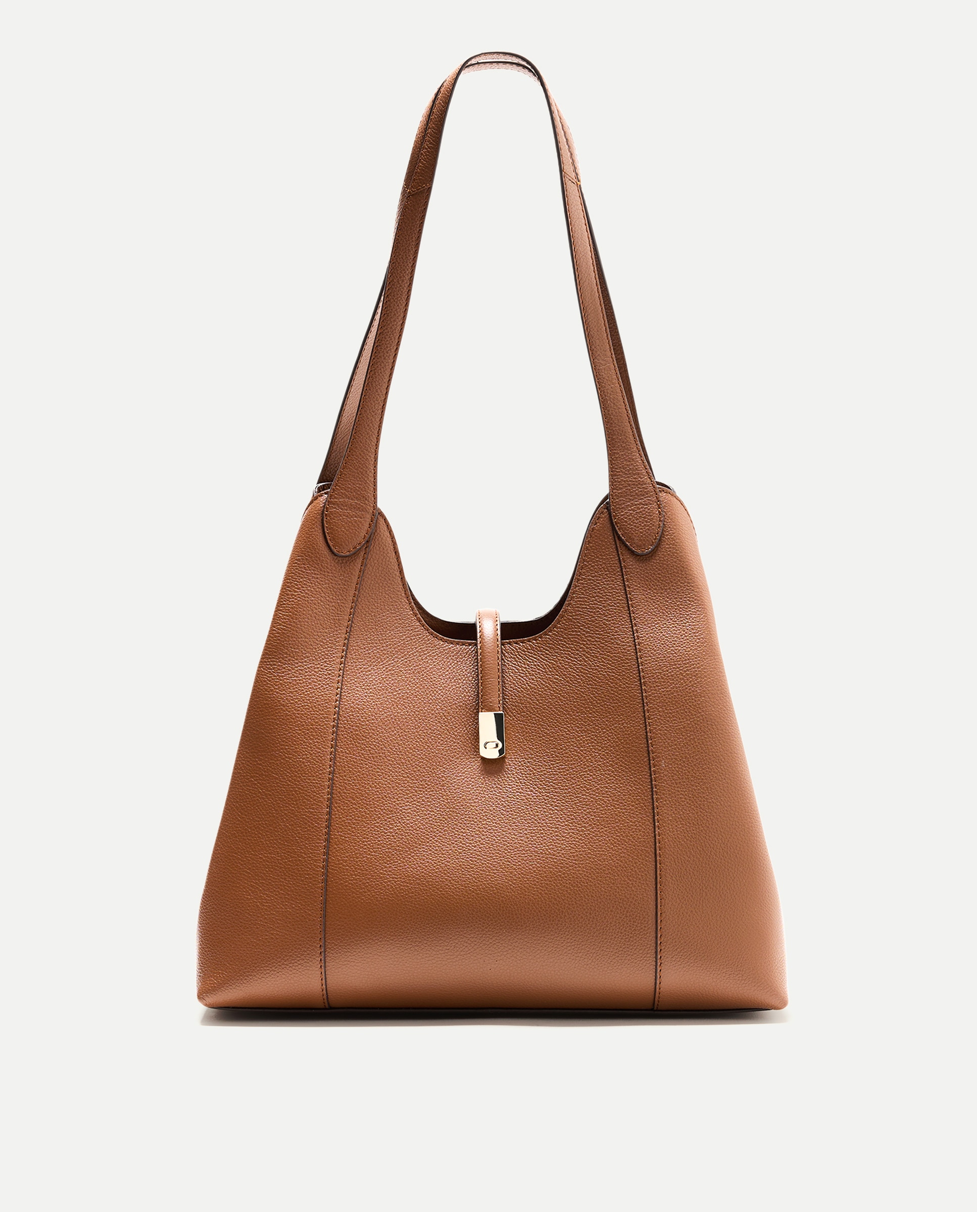 Mala Shopper em Pele com Bolso Triplo 730 Camel-1