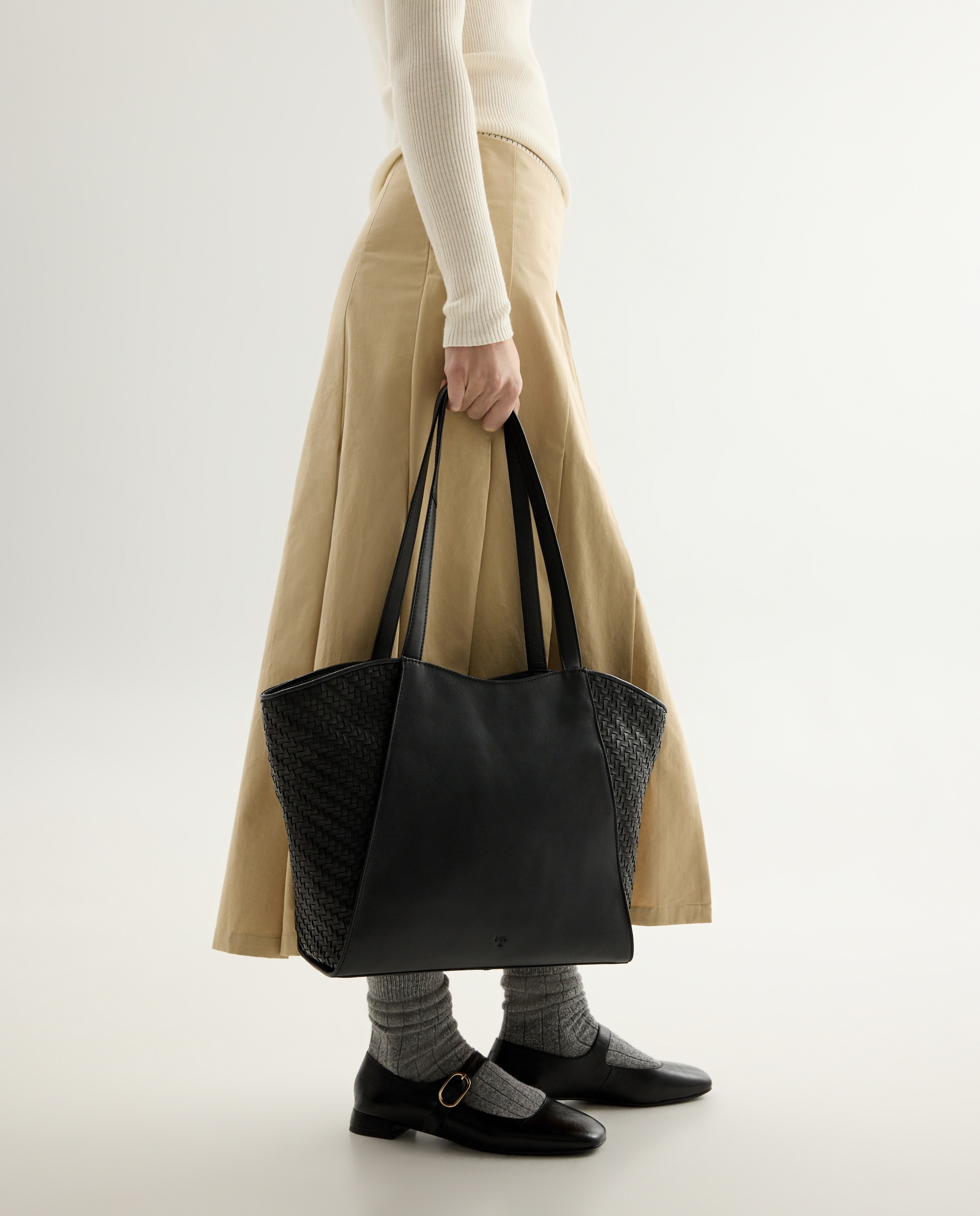 Shopper laterales trenzado piel - Latouche - Negro Negro-5