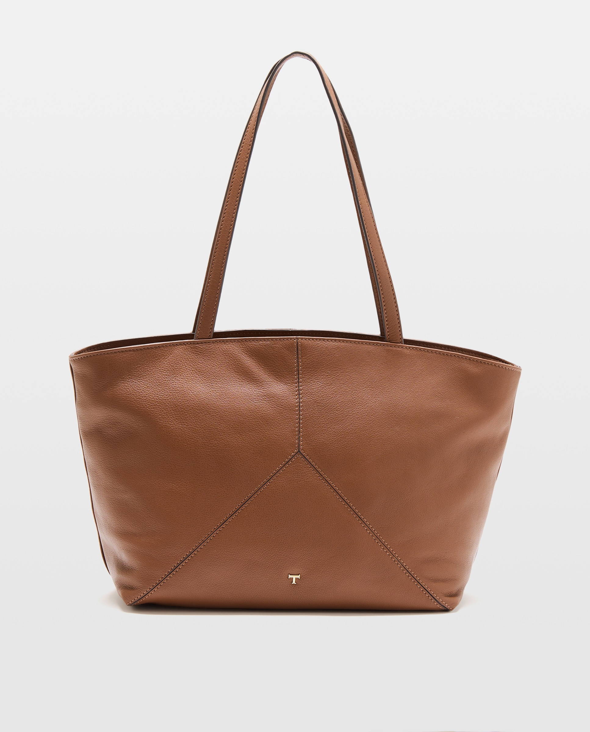 Shopper piezas cremallera piel - Latouche - Blanco 730 Camel-1