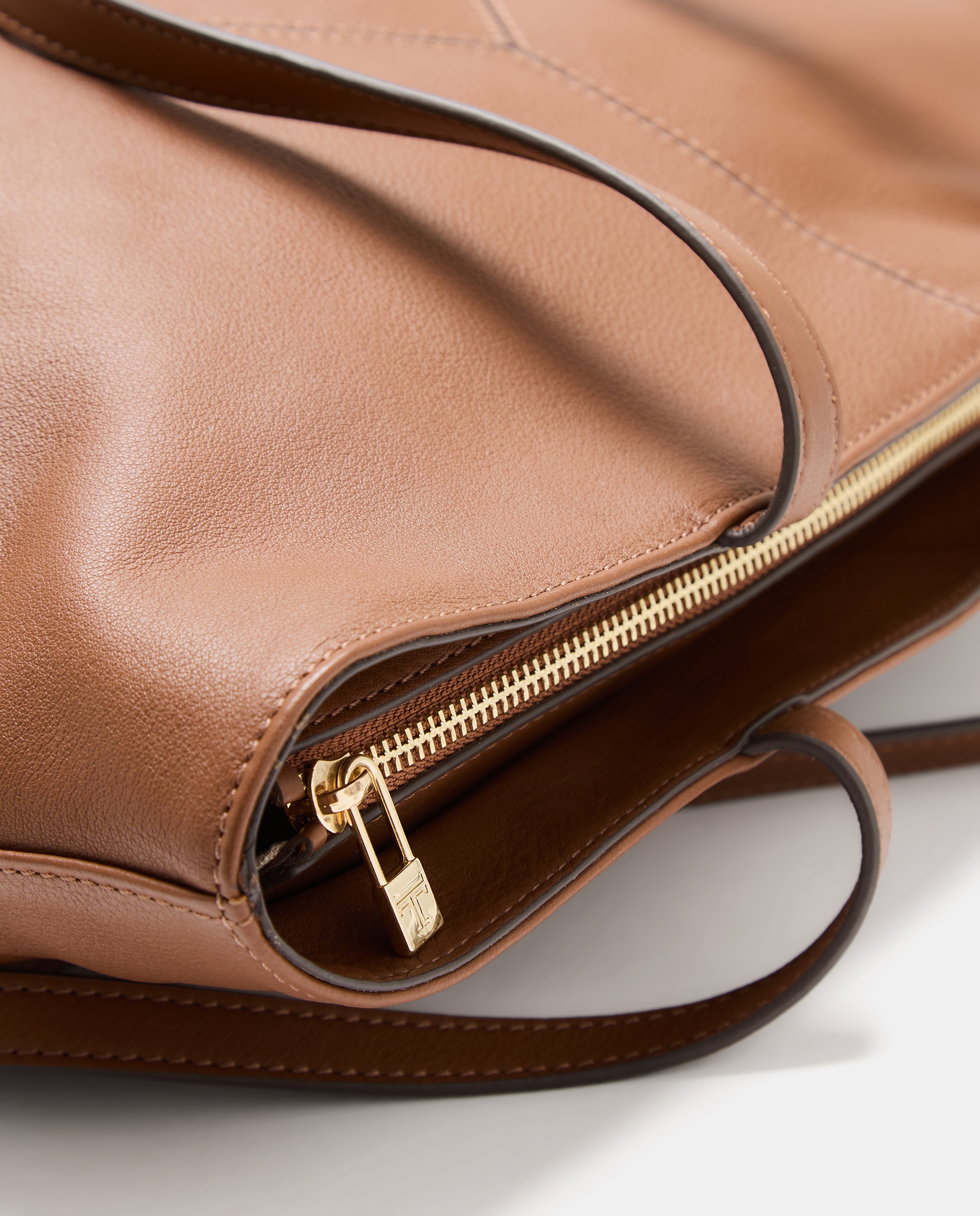 Shopper piezas cremallera piel - Latouche - Blanco 730 Camel-4