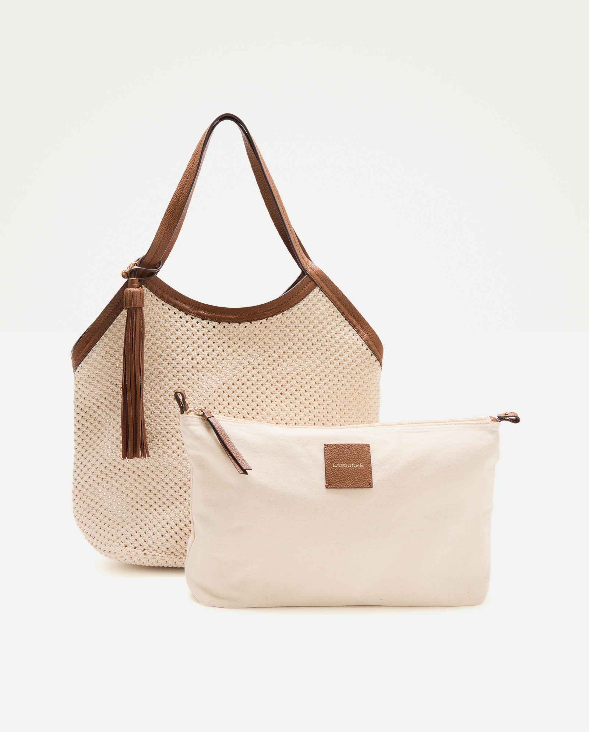 Shopper em Crochet com Pele Branco-3