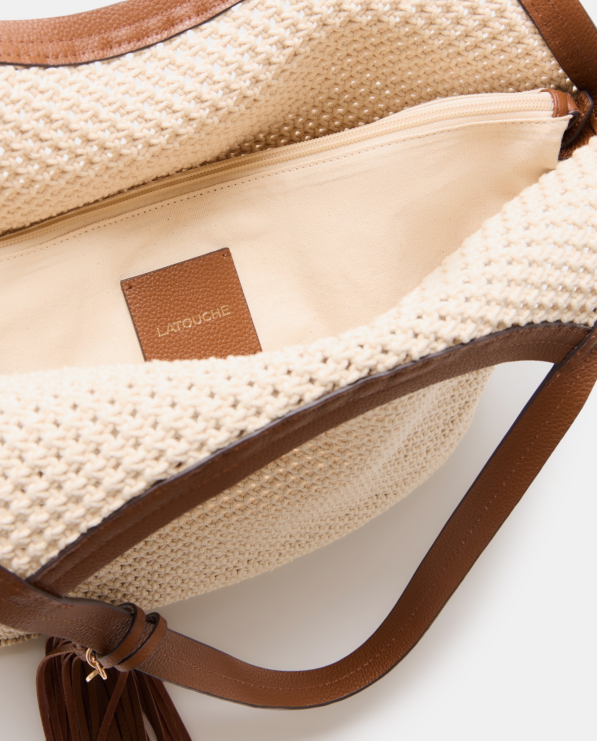 Shopper em Crochet com Pele Branco-6