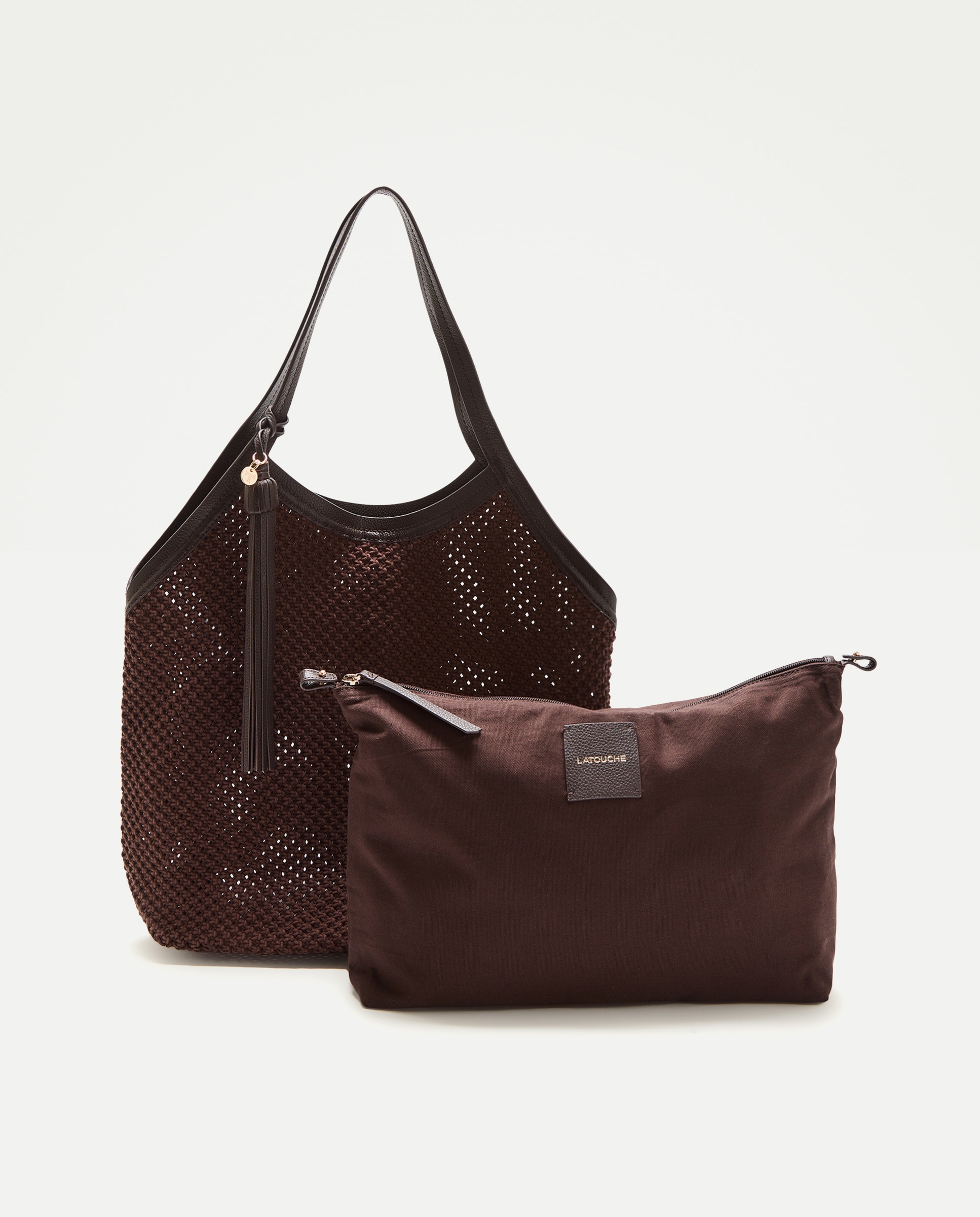 Shopper em Crochet com Pele Chocolate-3