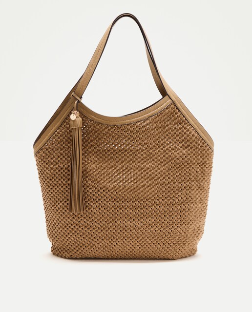 Shopper crochet con piel