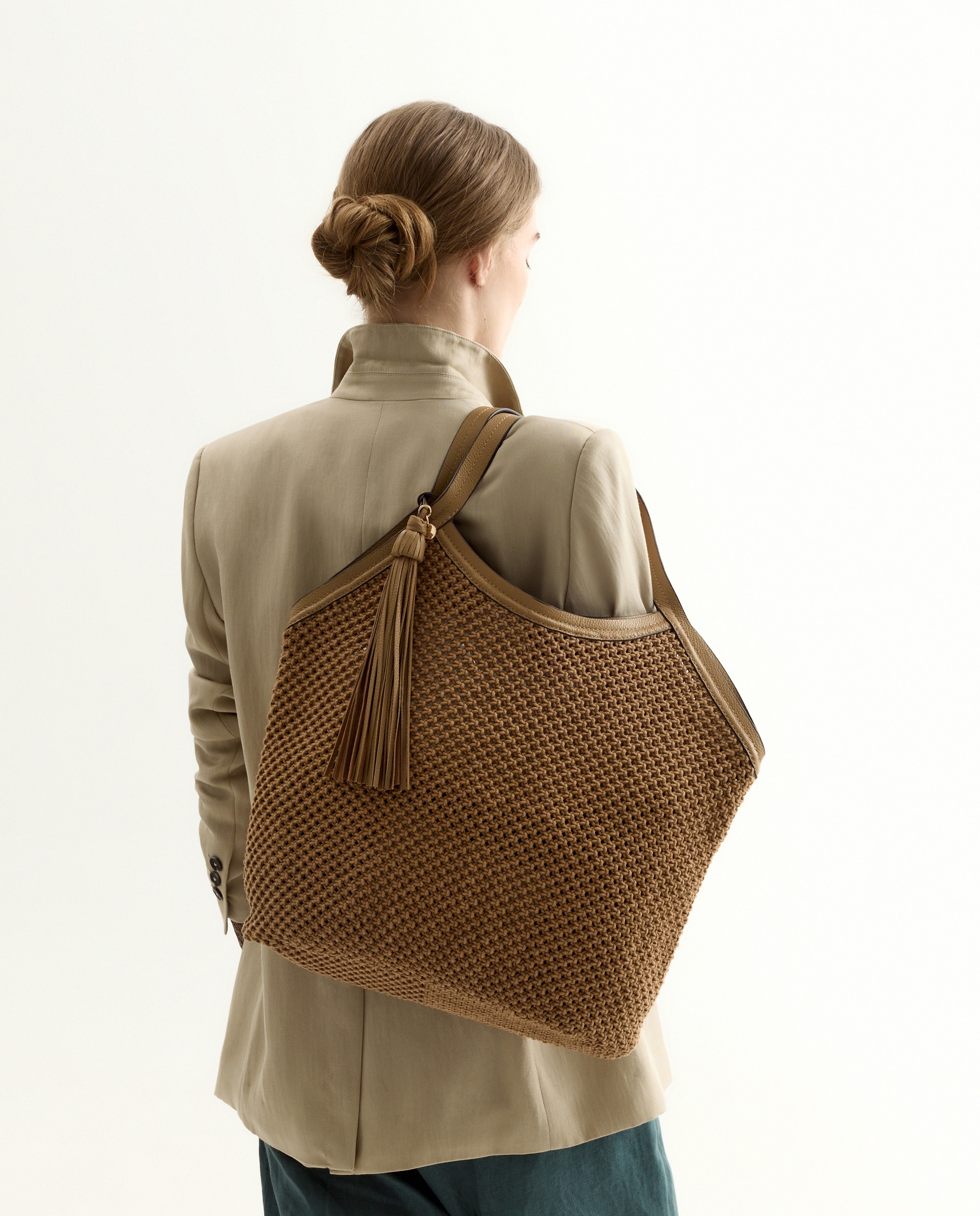 Shopper em Crochet com Pele Verde-7