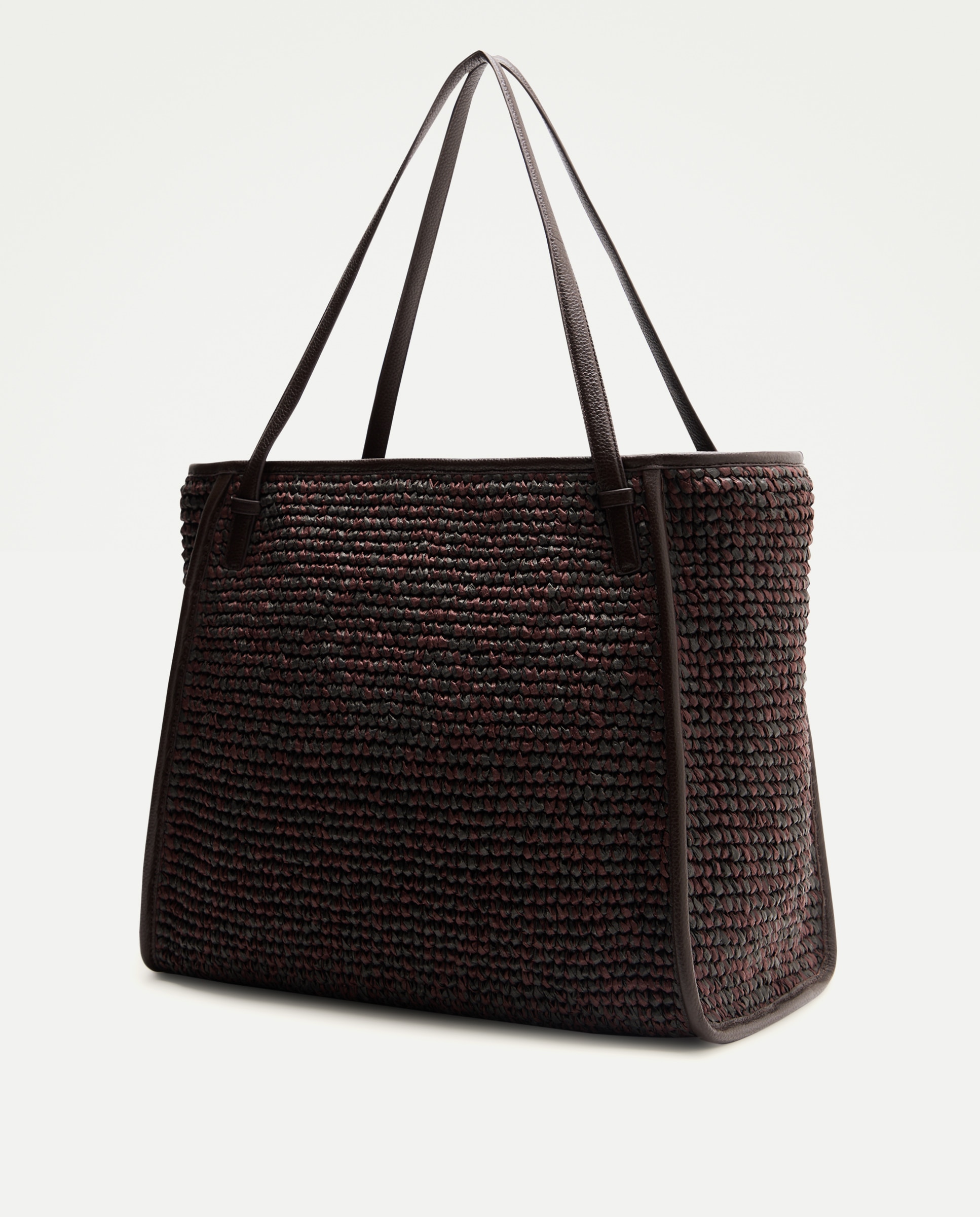 Shopper de Ráfia com Pele Chocolate-2