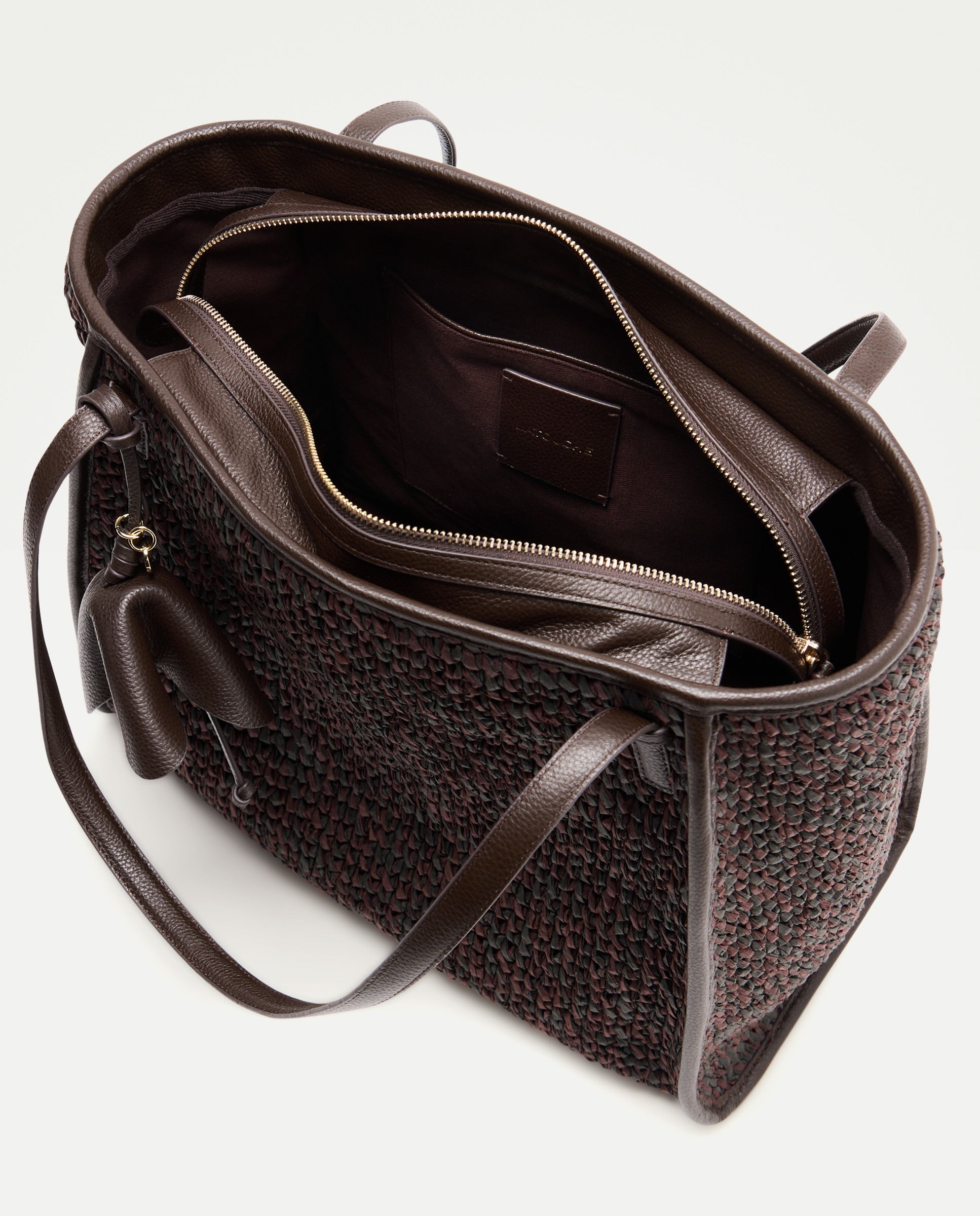 Shopper de Ráfia com Pele Chocolate-3