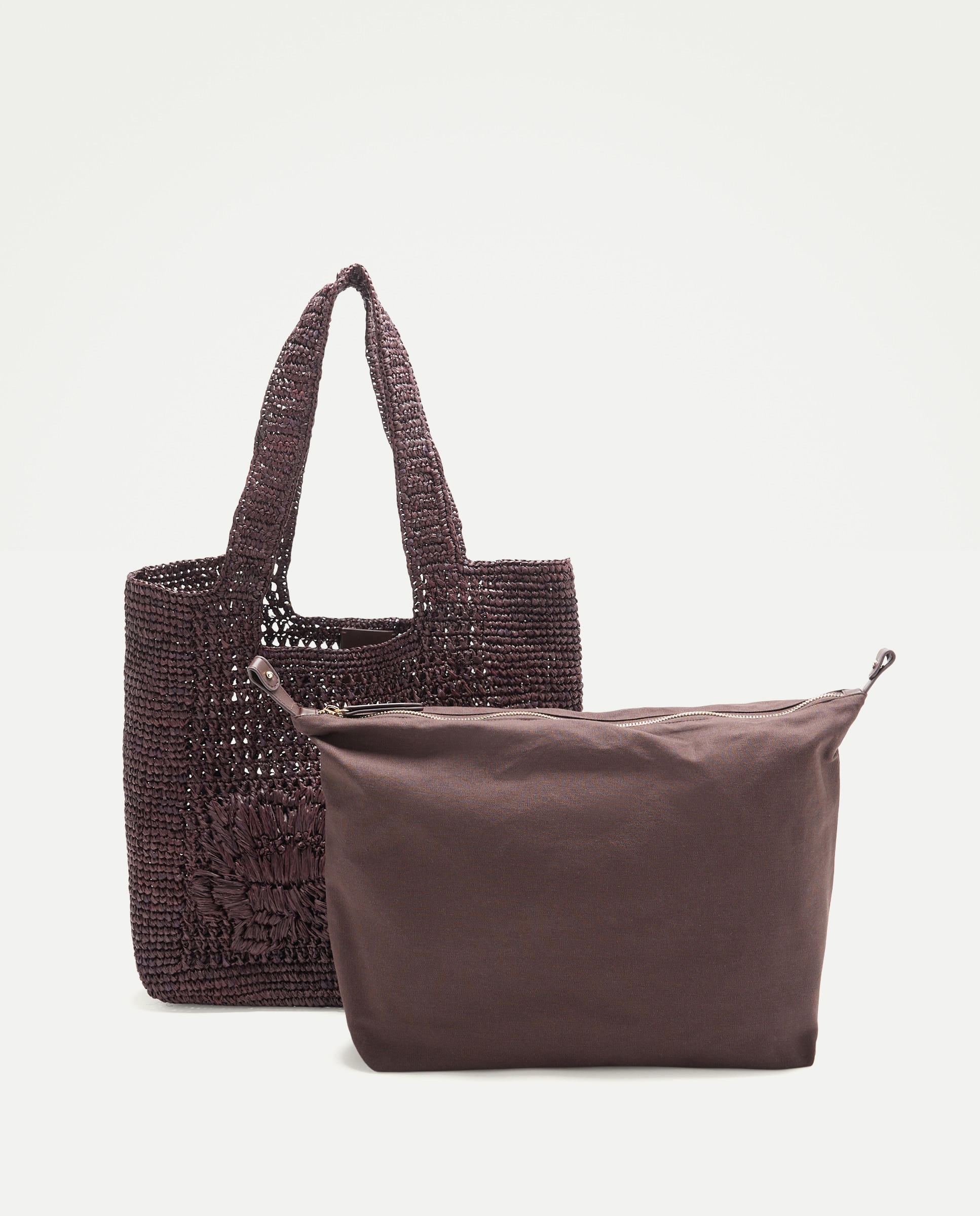 Mala Shopper de Ráfia com Flor Chocolate-3