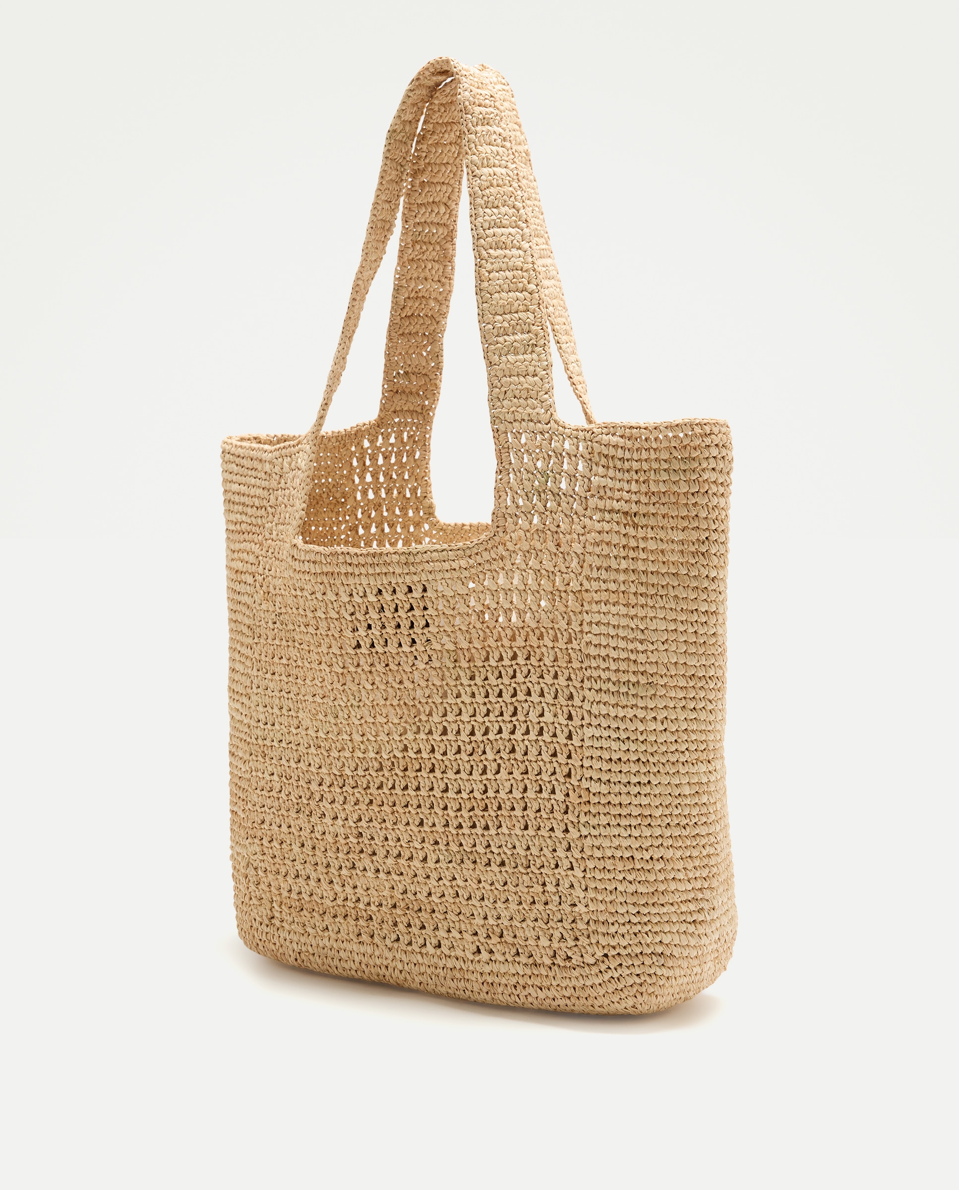 Mala Shopper de Ráfia com Flor Bege-2