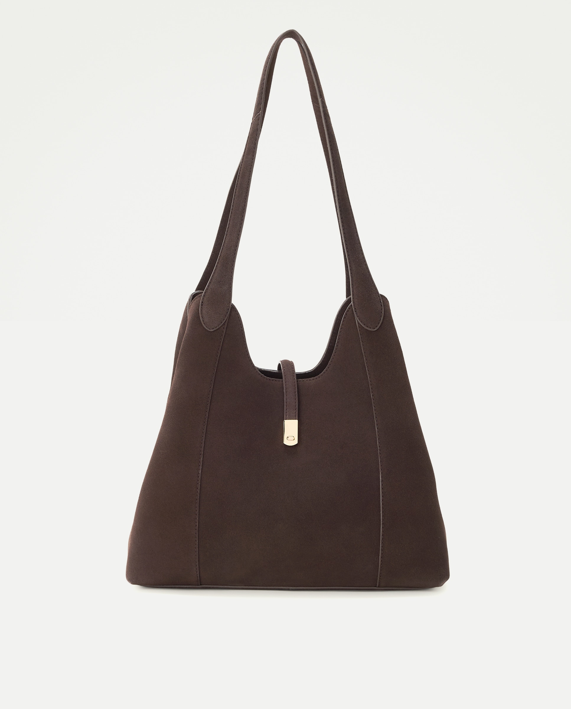 Bolso bandolera triple bolsillo serraje - Latouche - Chocolate Chocolate-1