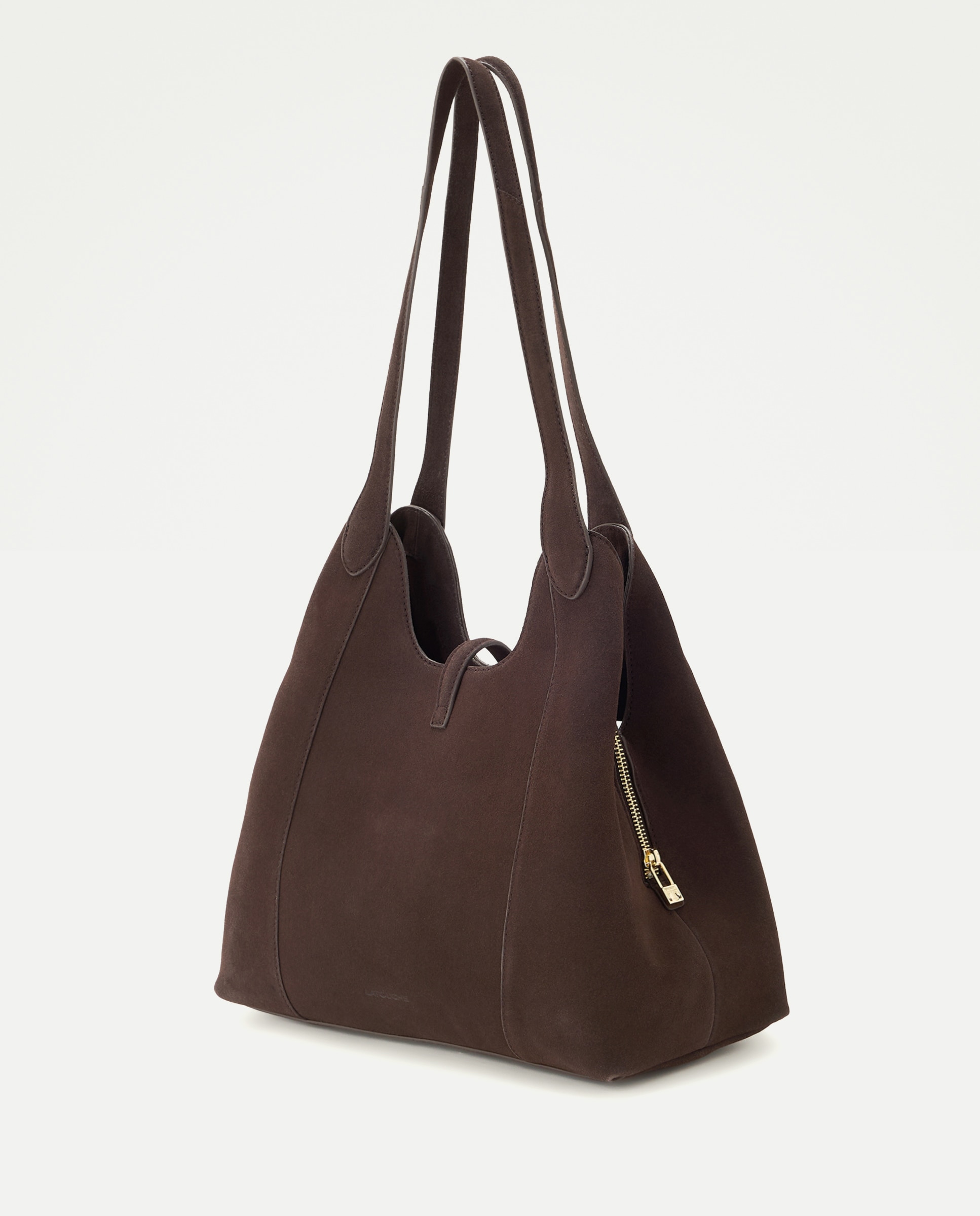 Bolso bandolera triple bolsillo serraje - Latouche - Chocolate Chocolate-2