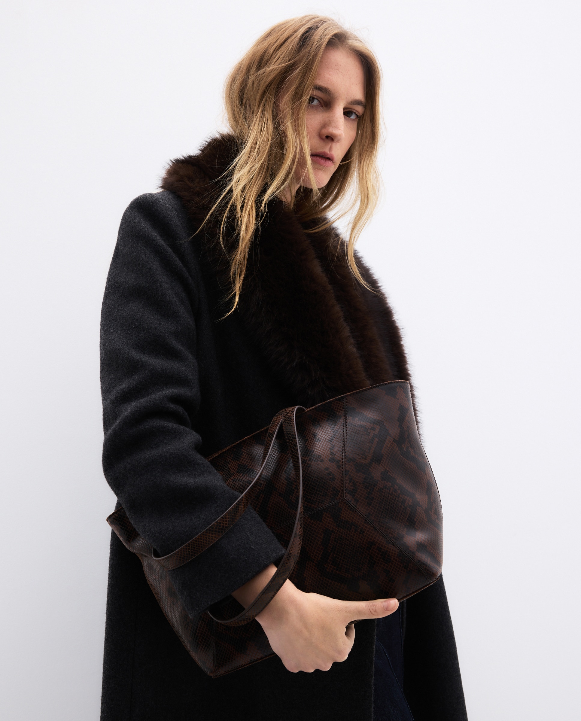 Imagen 5 de Bolso shopper en piel con efecto serpiente - Latouche - Marrón Marrón