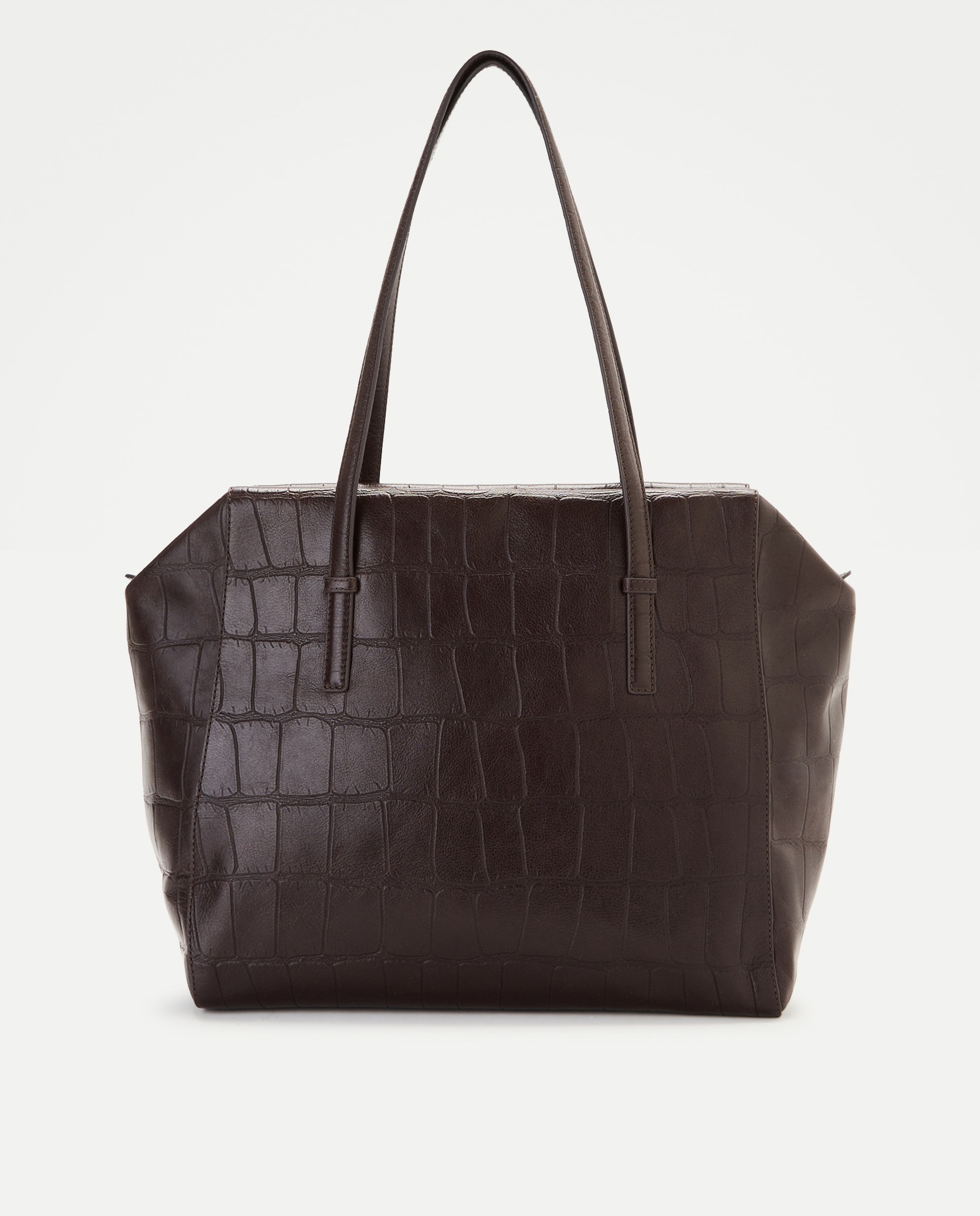 Bolso de hombro efecto cocodrilo - Latouche - Marrón Marrón-1
