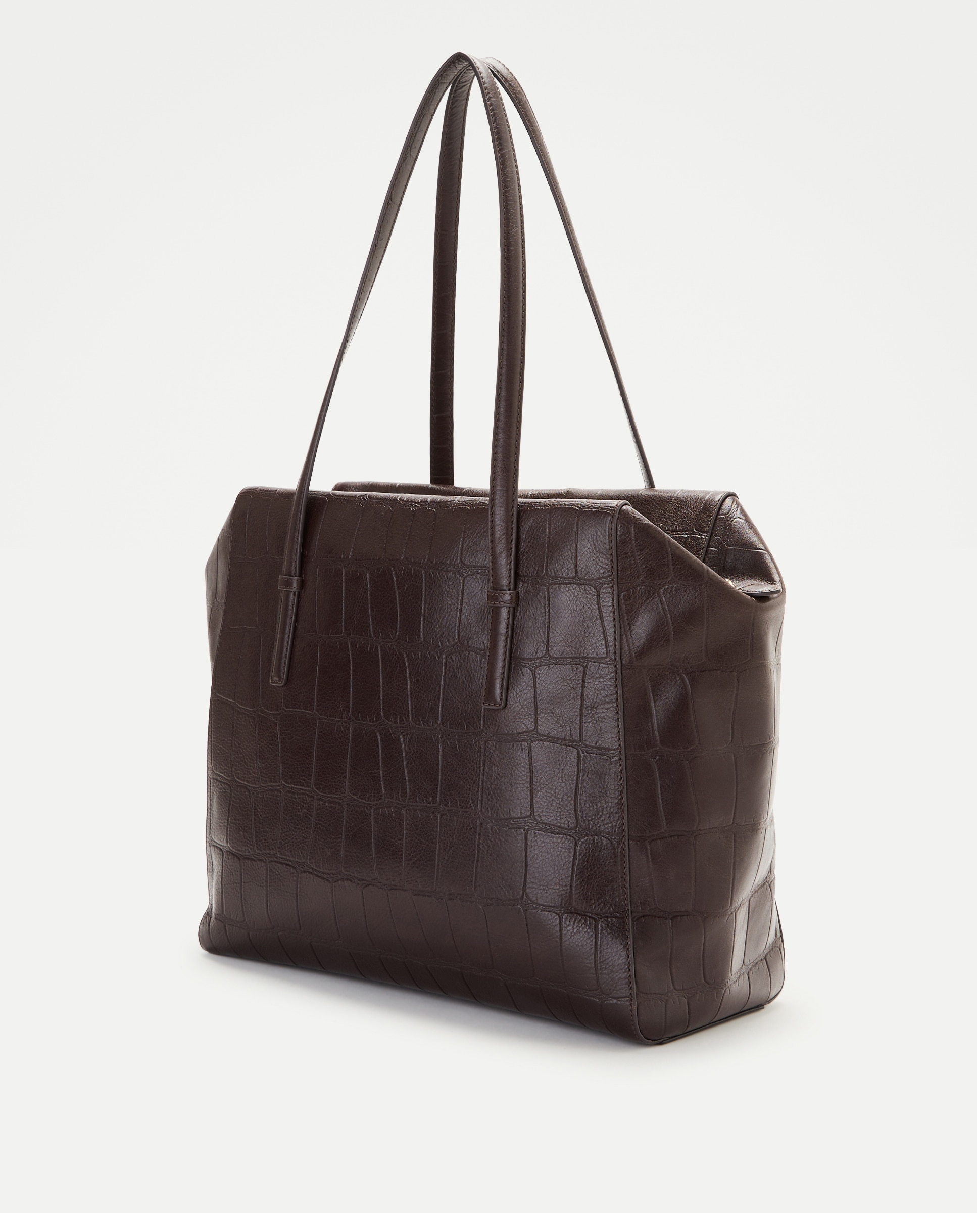 Bolso de hombro efecto cocodrilo - Latouche - Marrón Marrón-2
