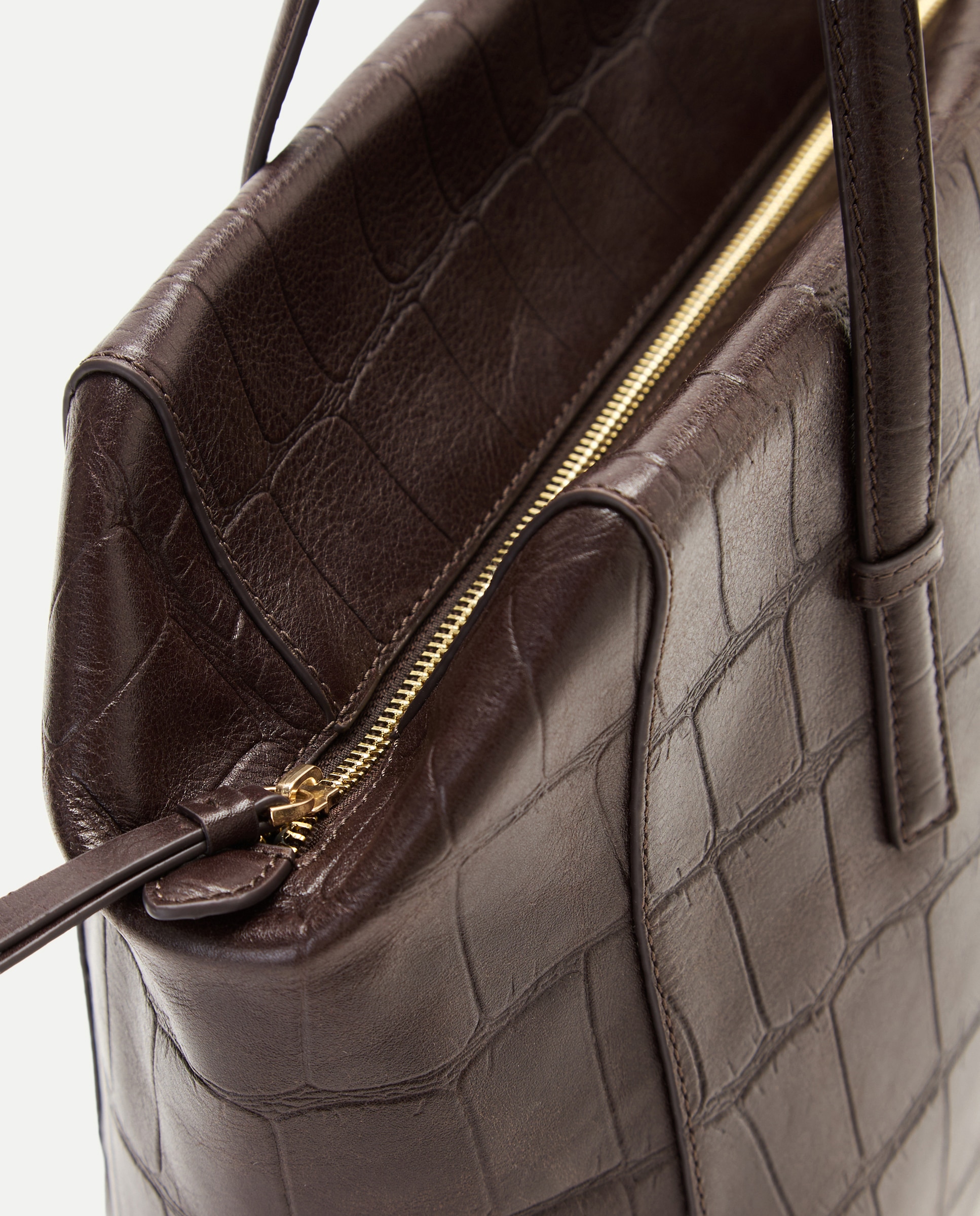 Bolso de hombro efecto cocodrilo - Latouche - Marrón Marrón-4