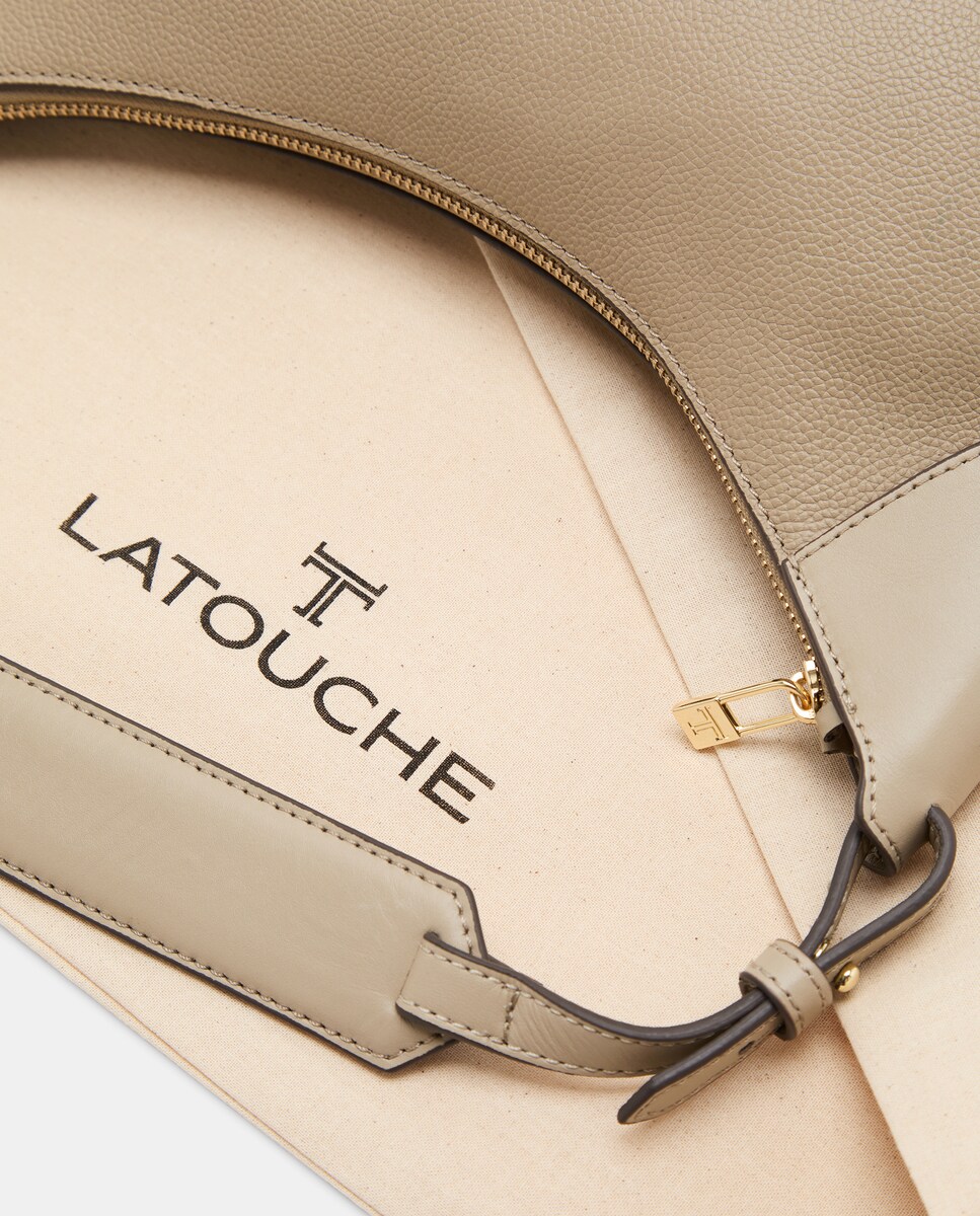 Mala de Ombro com Bolso à Frente Vison-3