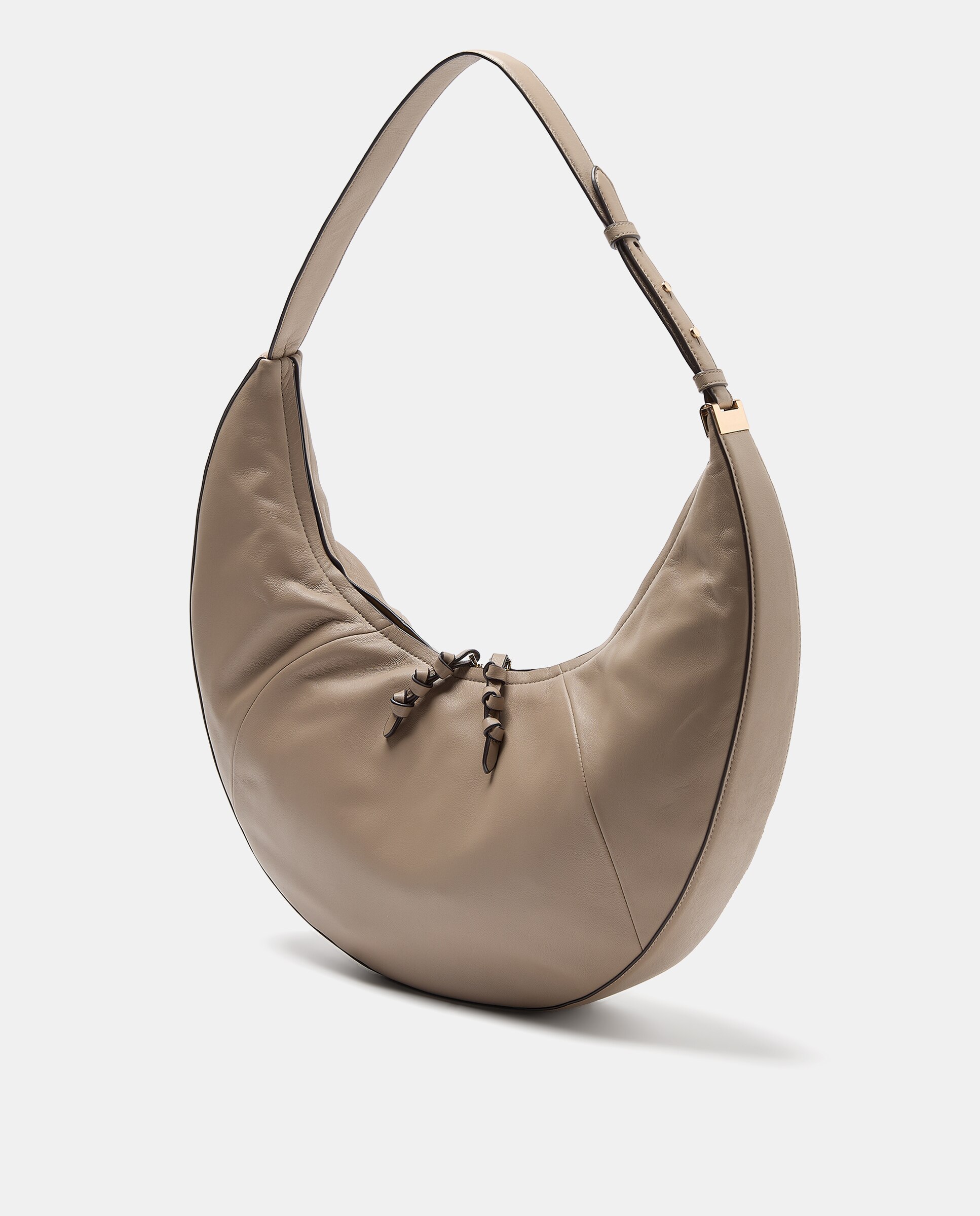 Mala Shopper Meia-Lua de Napa Cinzento-claro-2