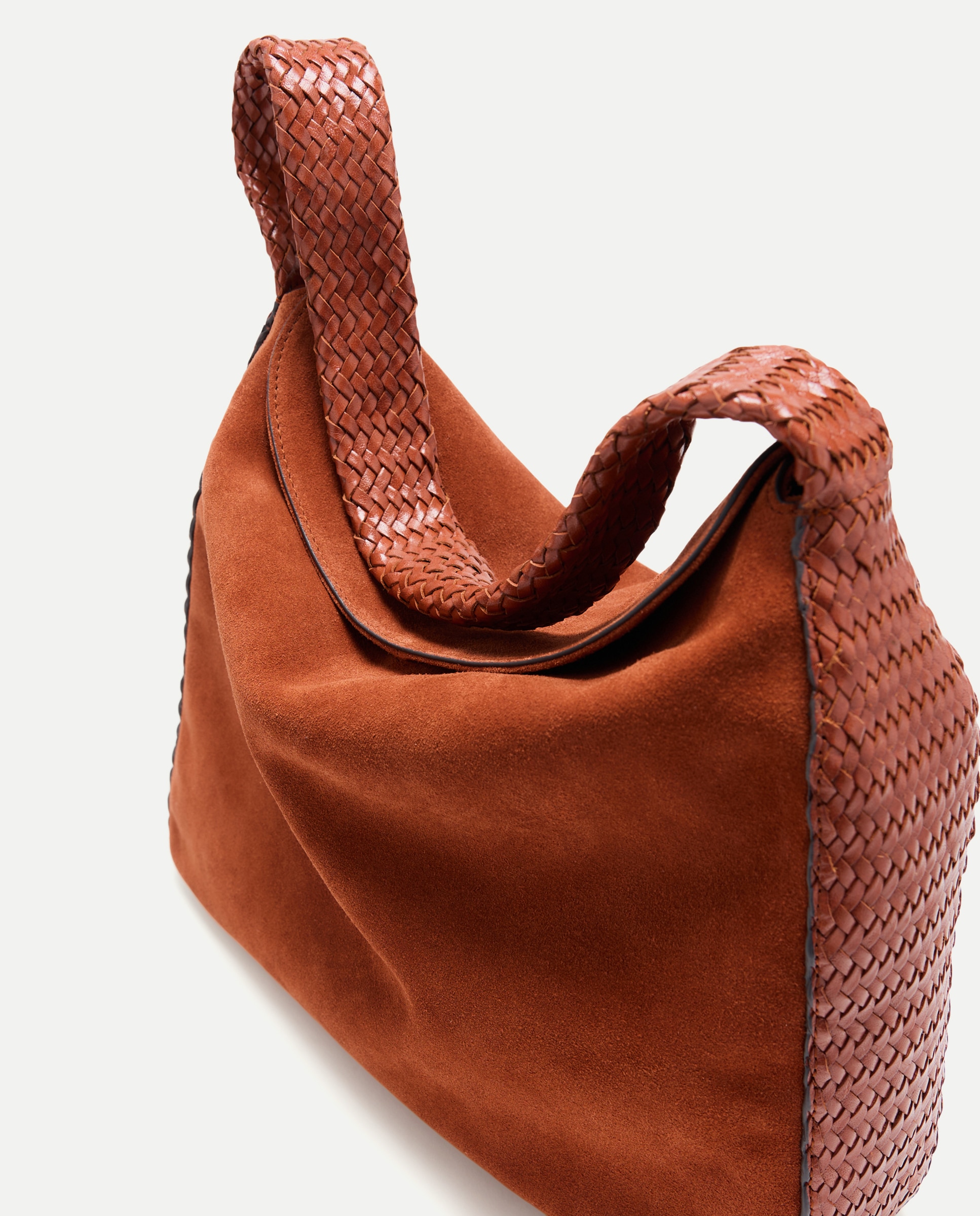 Imagen 3 de Bolso shopper de ante con asa de piel trenzada - Latouche - 770 Terracota 770 Terracota