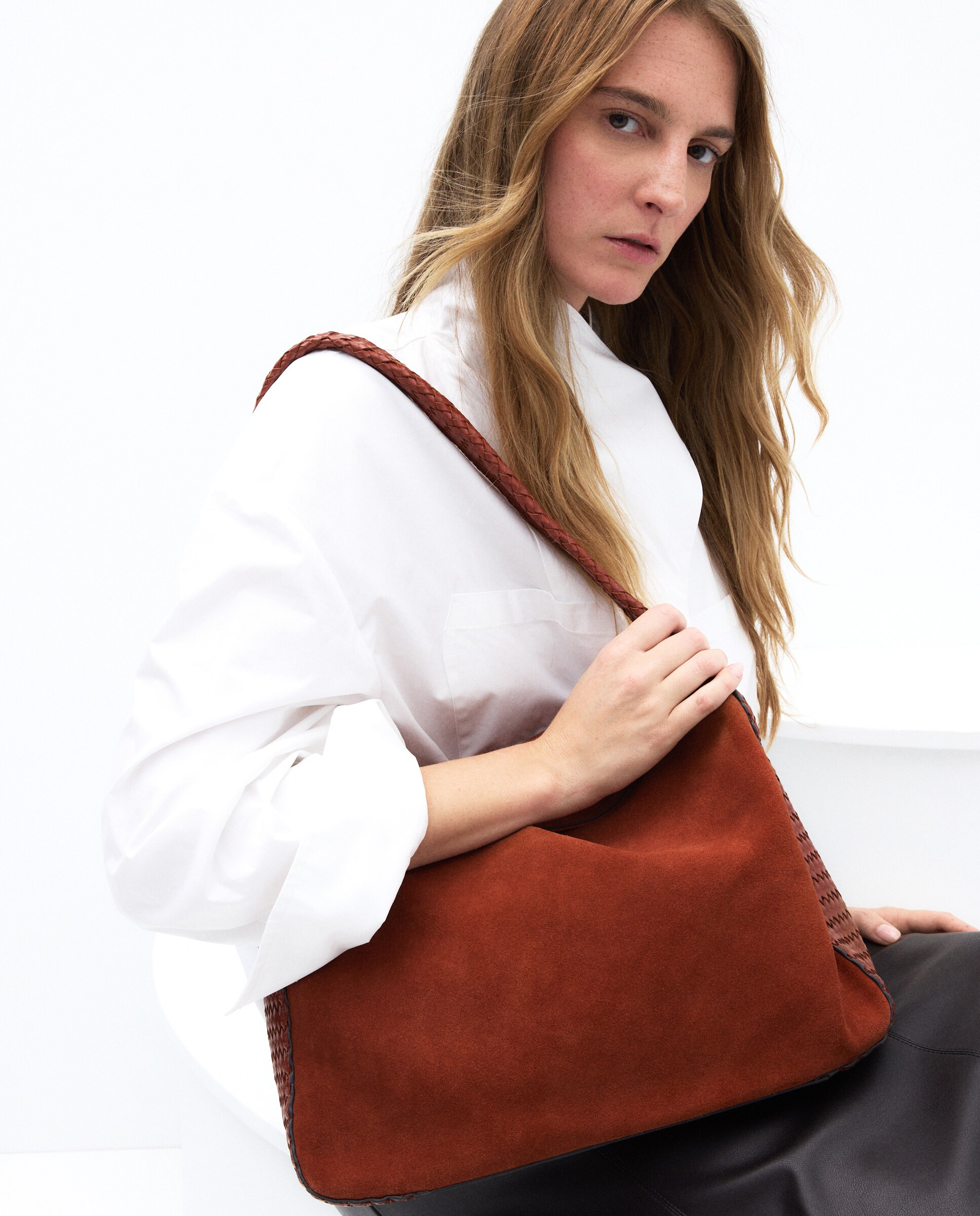 Imagen 5 de Bolso shopper de ante con asa de piel trenzada - Latouche - 770 Terracota 770 Terracota