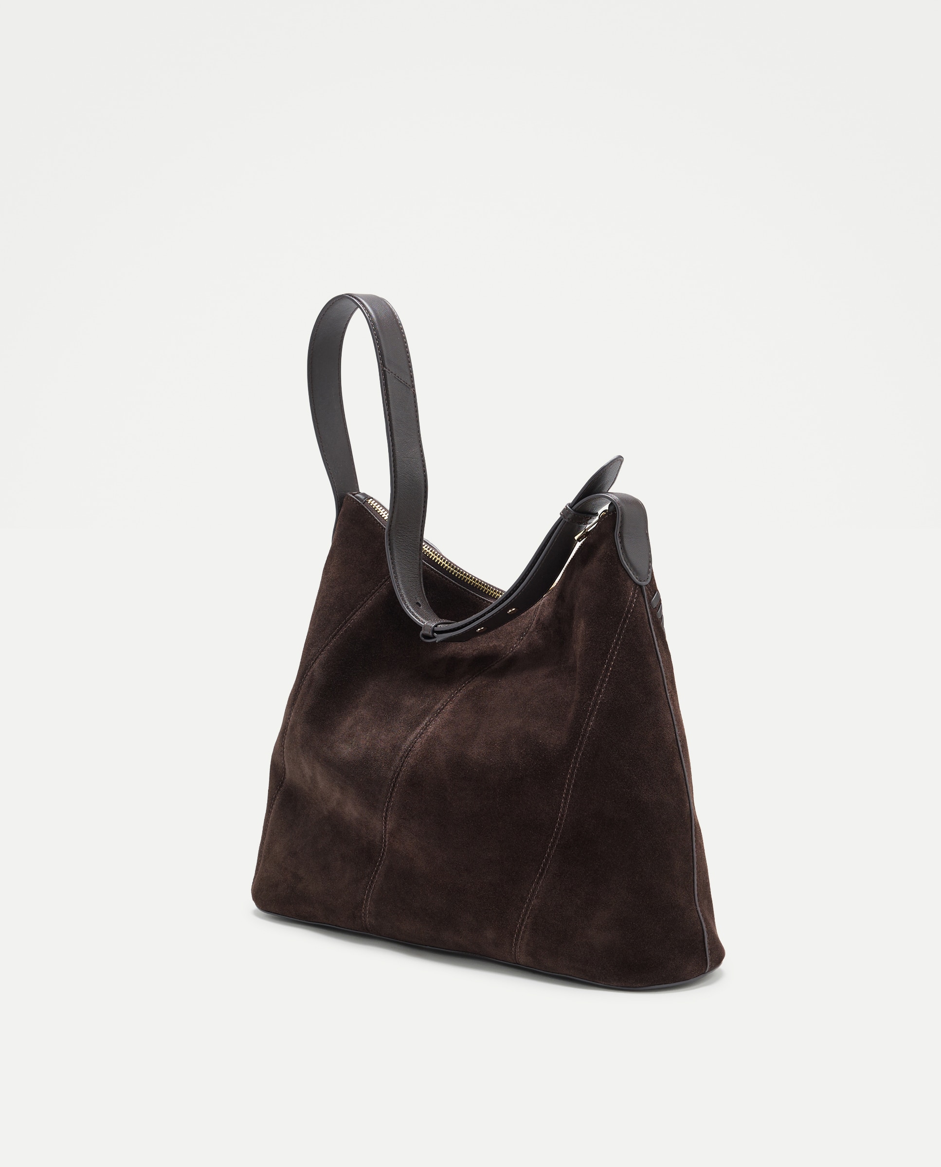 Mala Shopper de Camurça com Passadores em Pele Chocolate-2