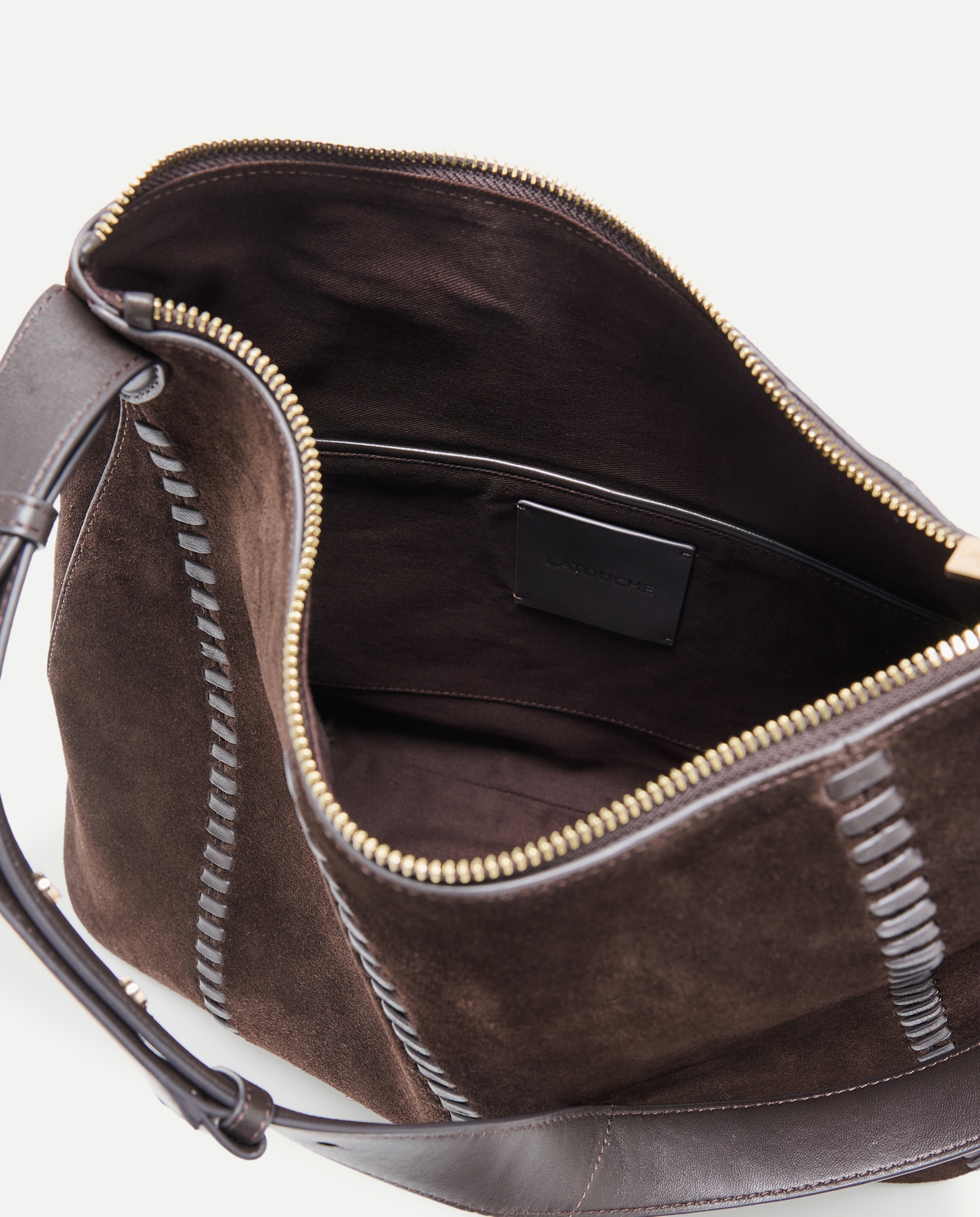 Mala Shopper de Camurça com Passadores em Pele Chocolate-3
