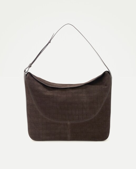 Bolso shopping de piel serraje con efecto cocodrilo