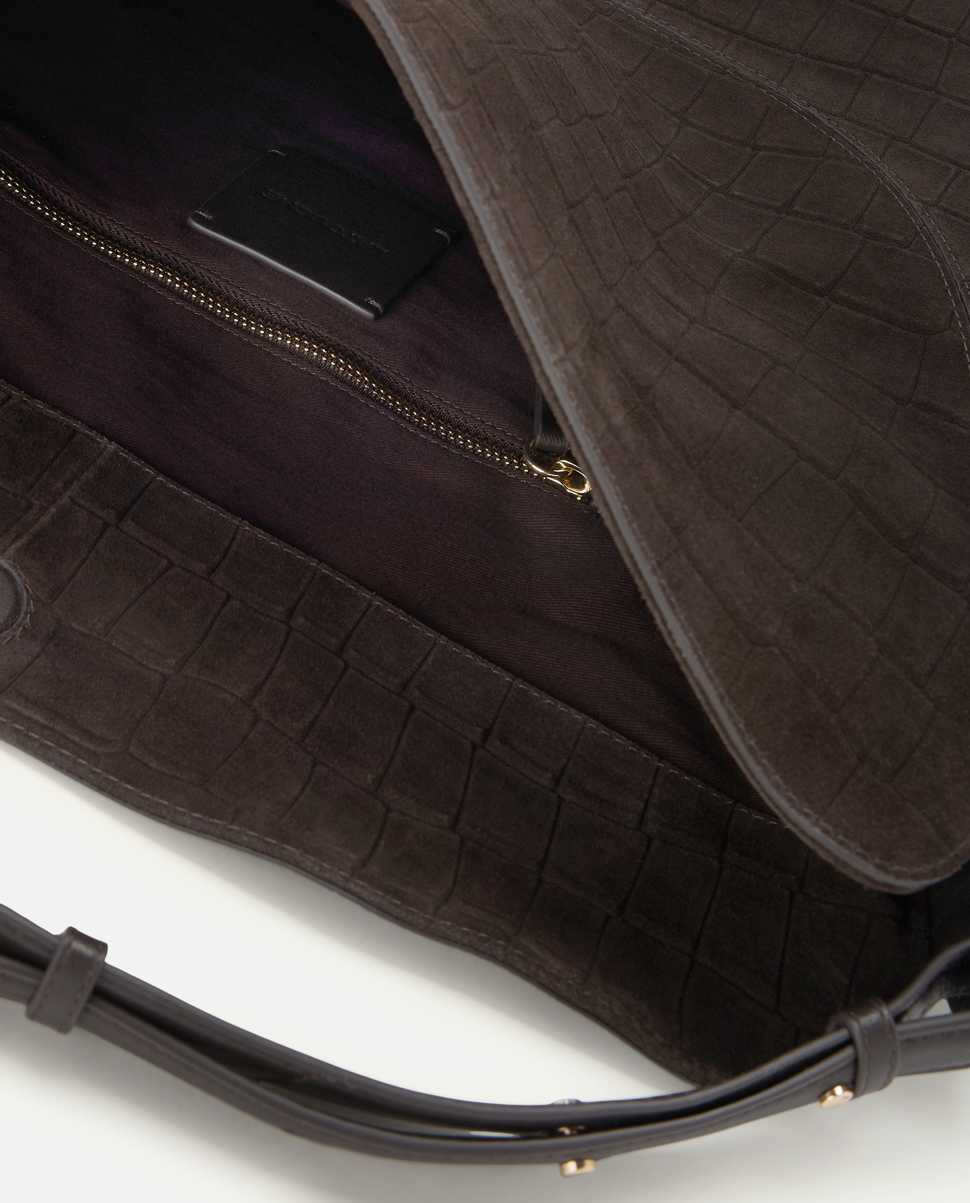 Bolso shopping de piel serraje con efecto cocodrilo - Latouche - Chocolate Chocolate-4