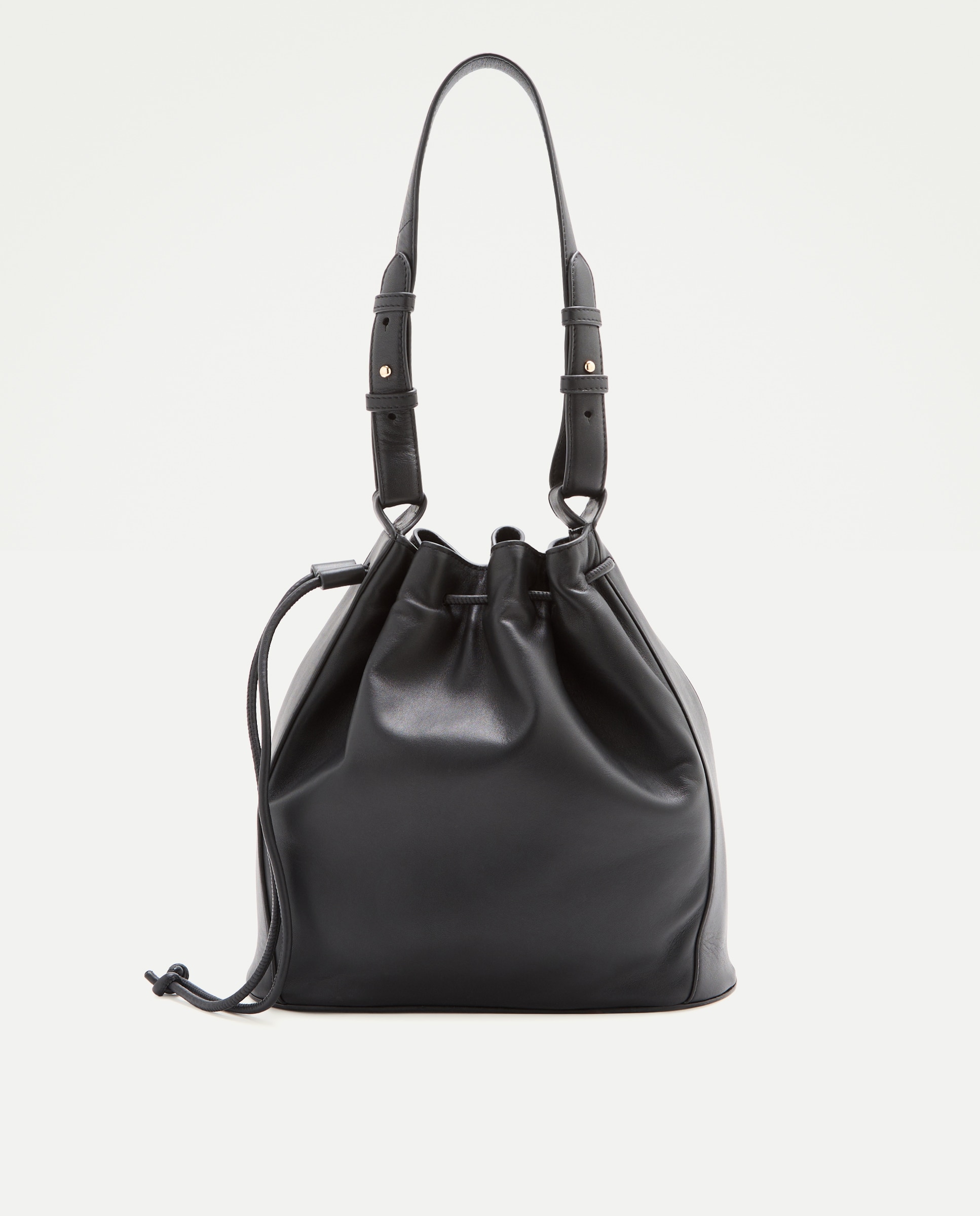 Bolso de hombro en piel de napa con cierre fruncido - Latouche - Chocolate Chocolate-1