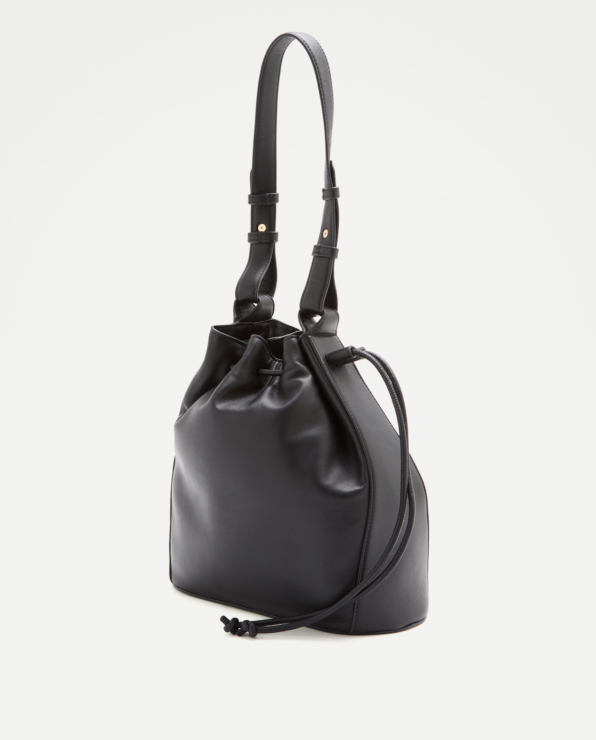 Bolso de hombro en piel de napa con cierre fruncido - Latouche - Chocolate Chocolate-2