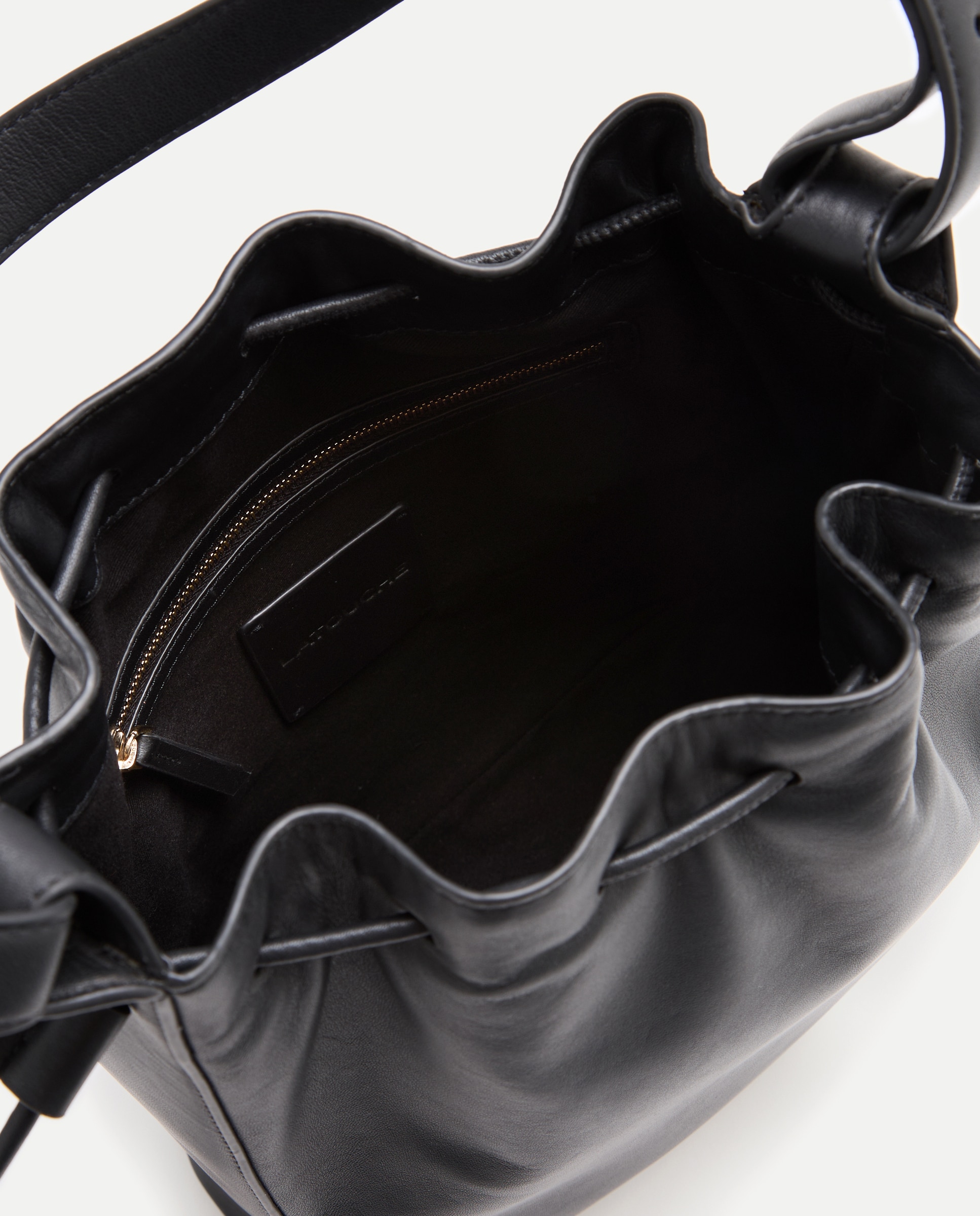 Bolso de hombro en piel de napa con cierre fruncido - Latouche - Chocolate Chocolate-4