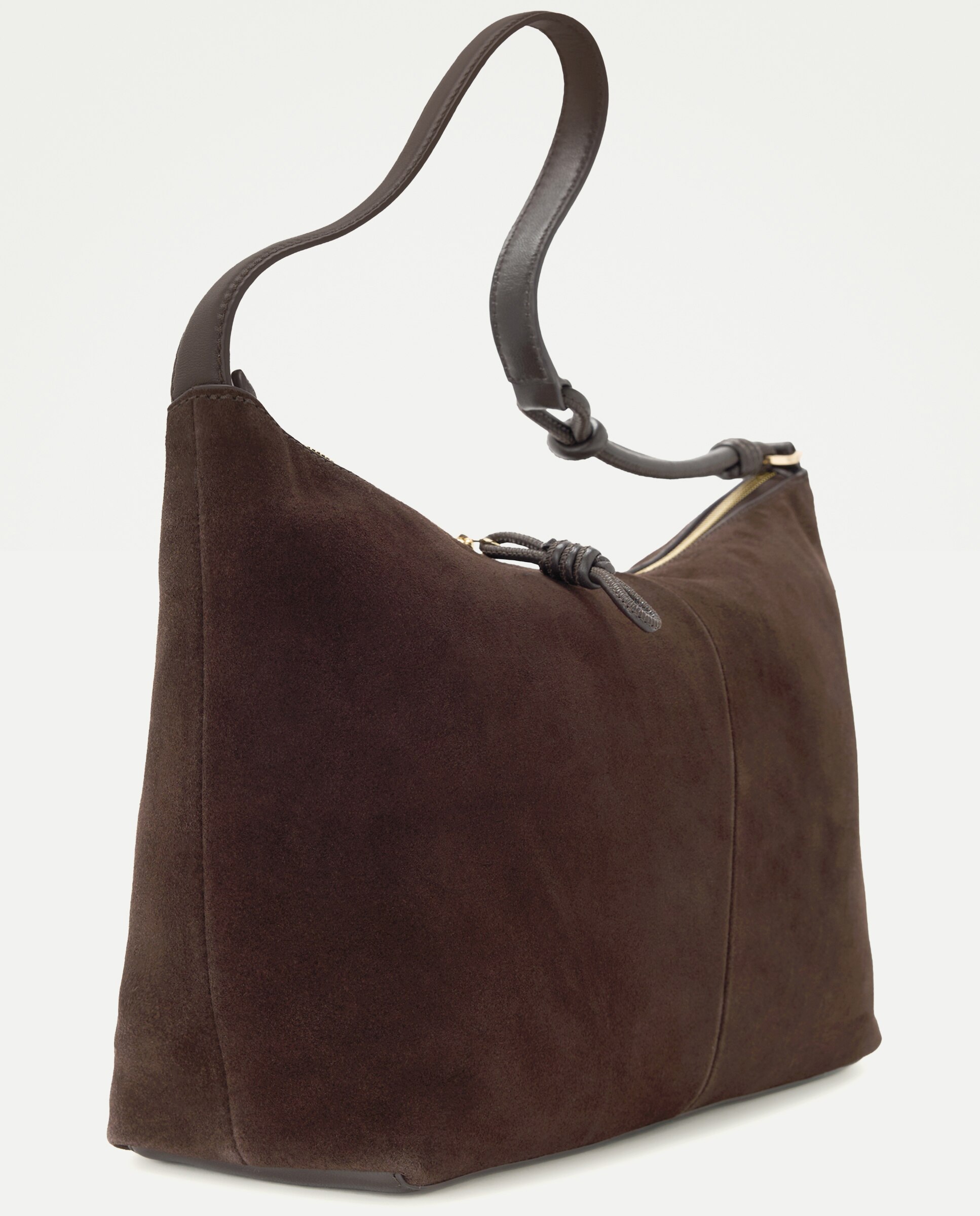 Imagen 3 de Bolso de hombro de piel de sarraje con detalle nudos - Latouche - Chocolate Chocolate