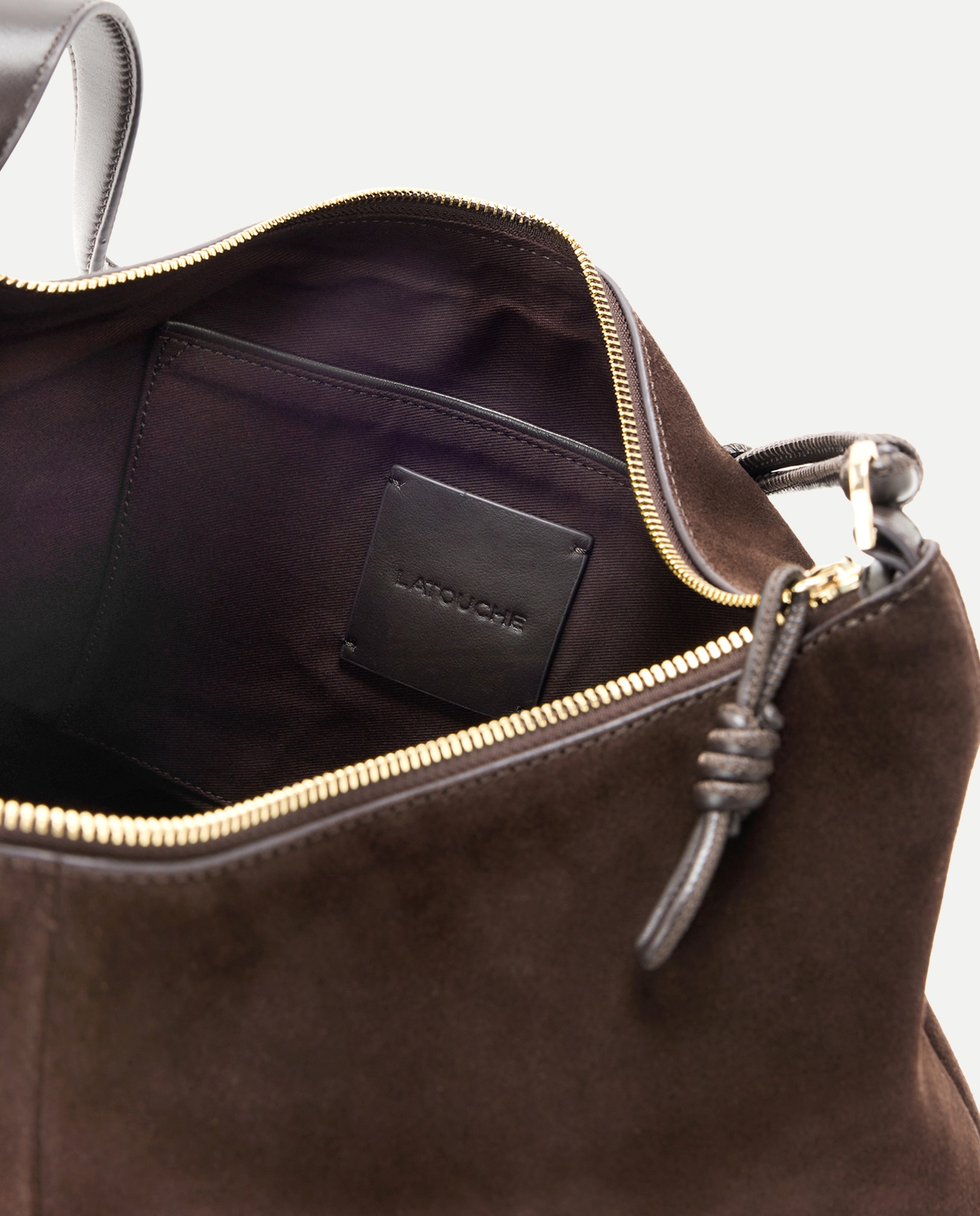 Imagen 4 de Bolso de hombro de piel de sarraje con detalle nudos - Latouche - Chocolate Chocolate
