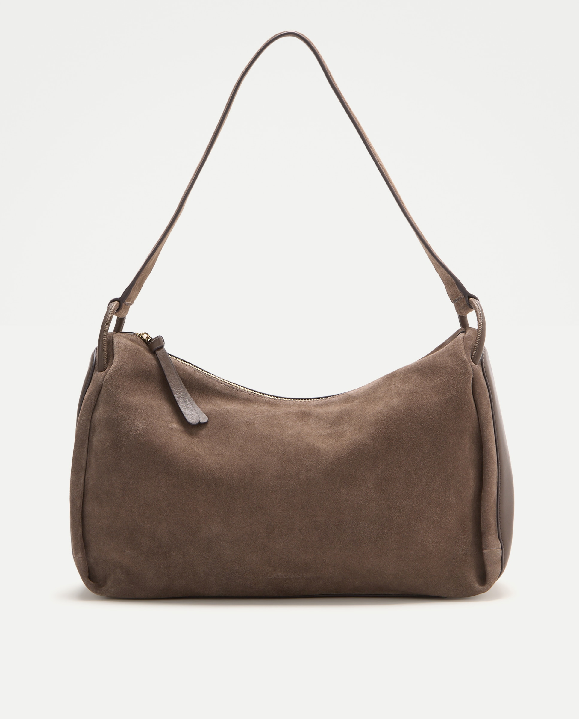 Bolso de hombro en piel de serraje - Latouche - Visón oscuro Visón oscuro-1