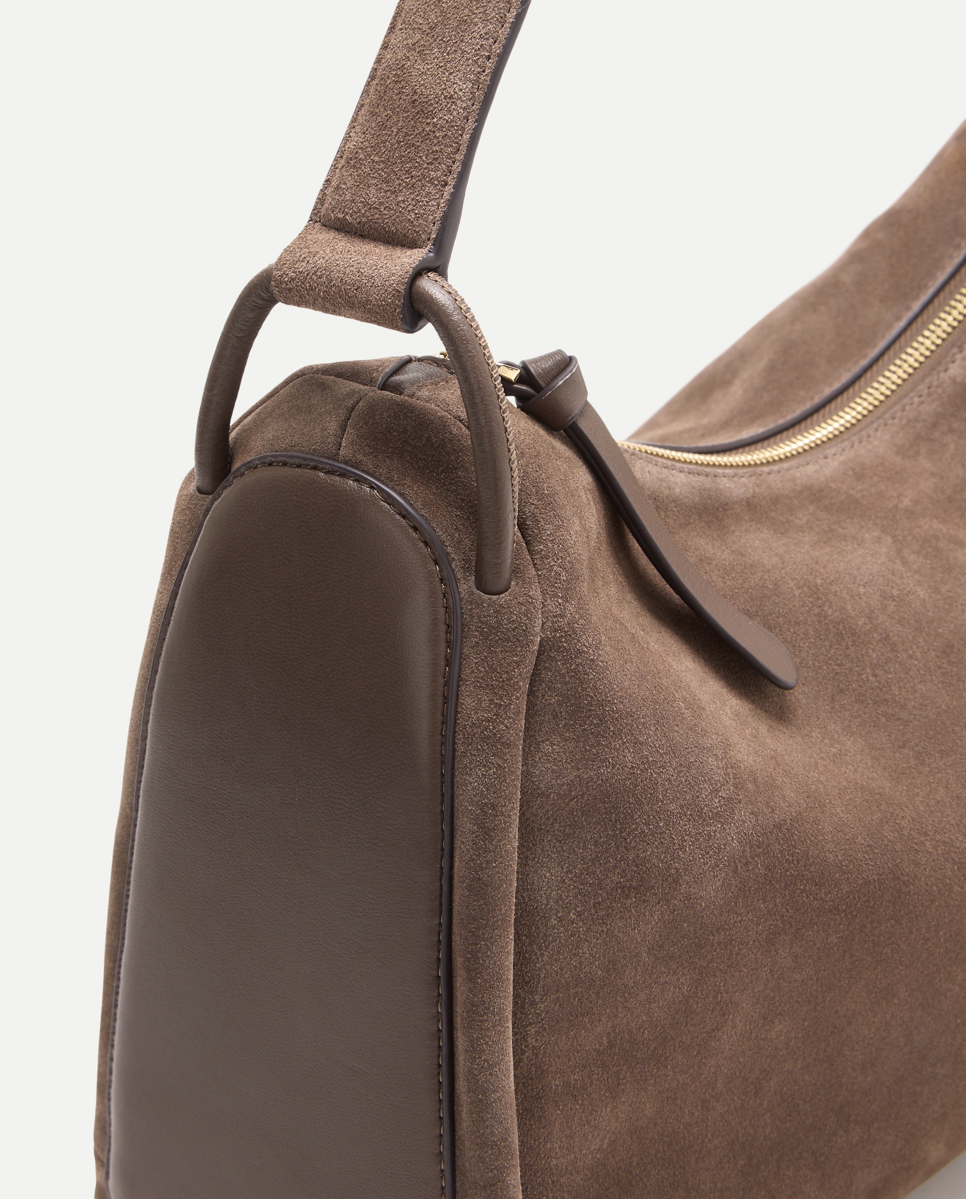 Bolso de hombro en piel de serraje - Latouche - Visón oscuro Visón oscuro-4
