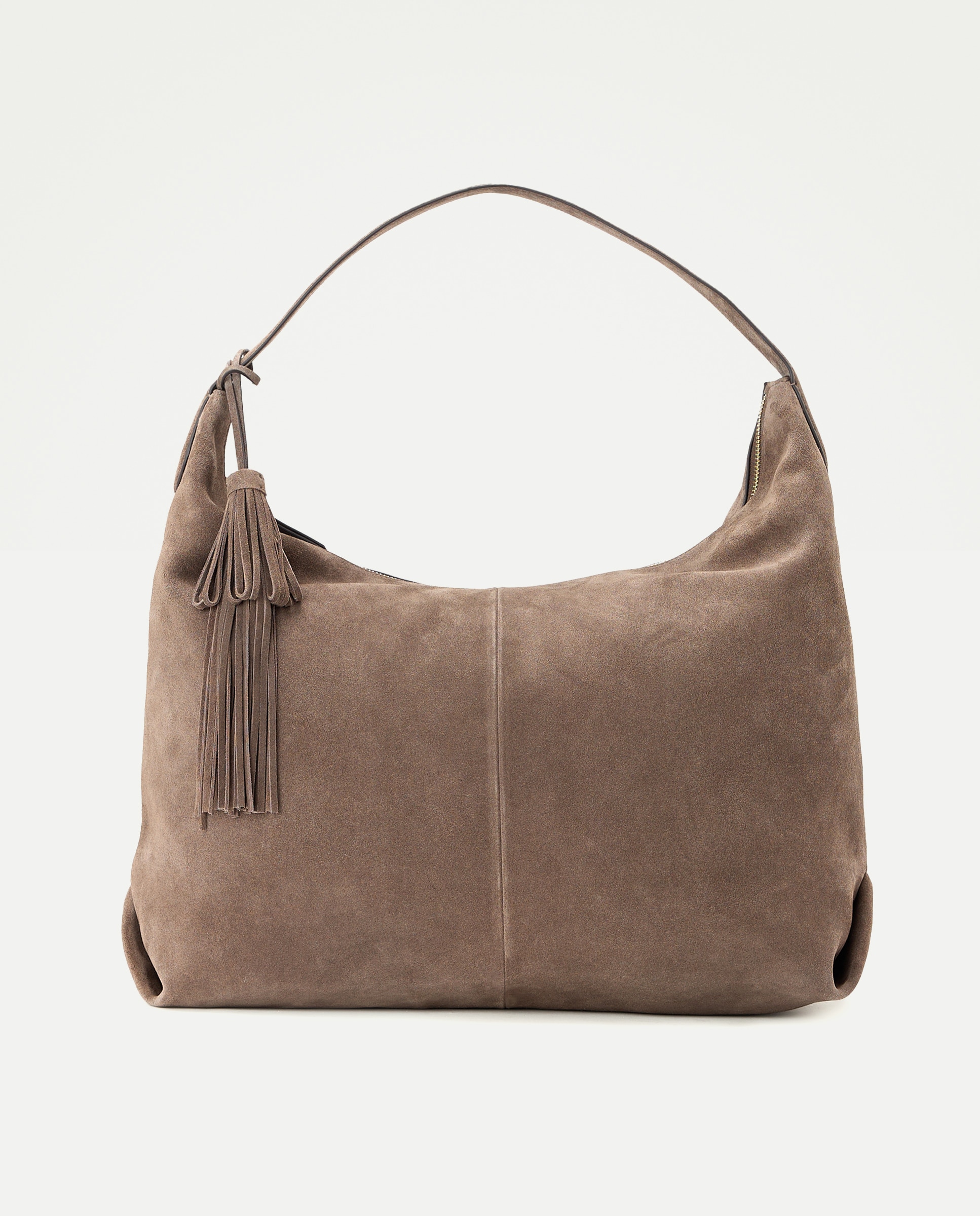 Bolso de hombro en piel de serraje - Latouche - Visón oscuro Visón oscuro-1