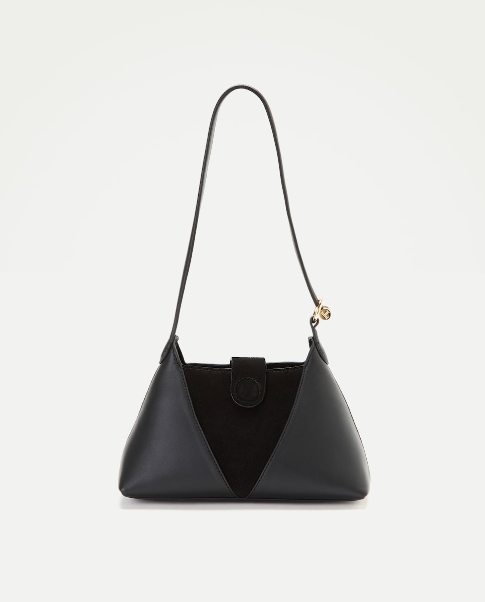 Imagen 1 de Bolso he hombro mini de  piel de napa y serraje Negro