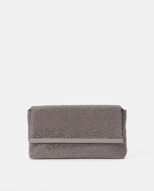 Imagen 0 de Clutch brillo con broche de bambú