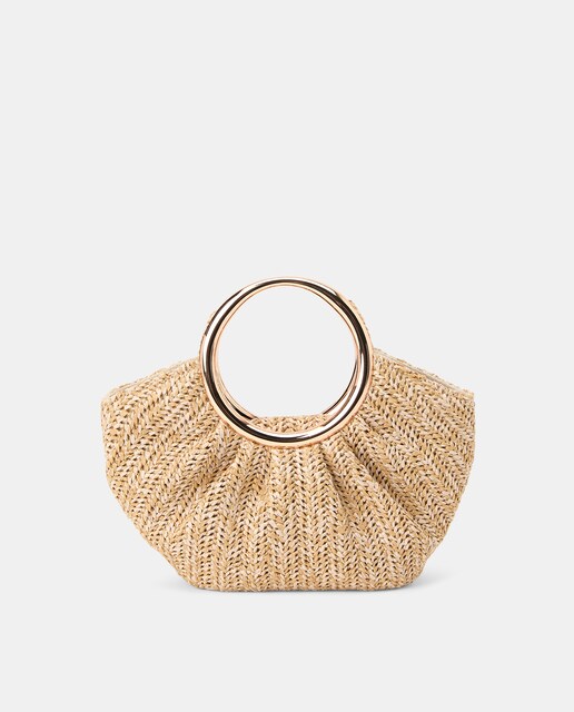 Imagen 0 de Clutch brillo con broche de bambú