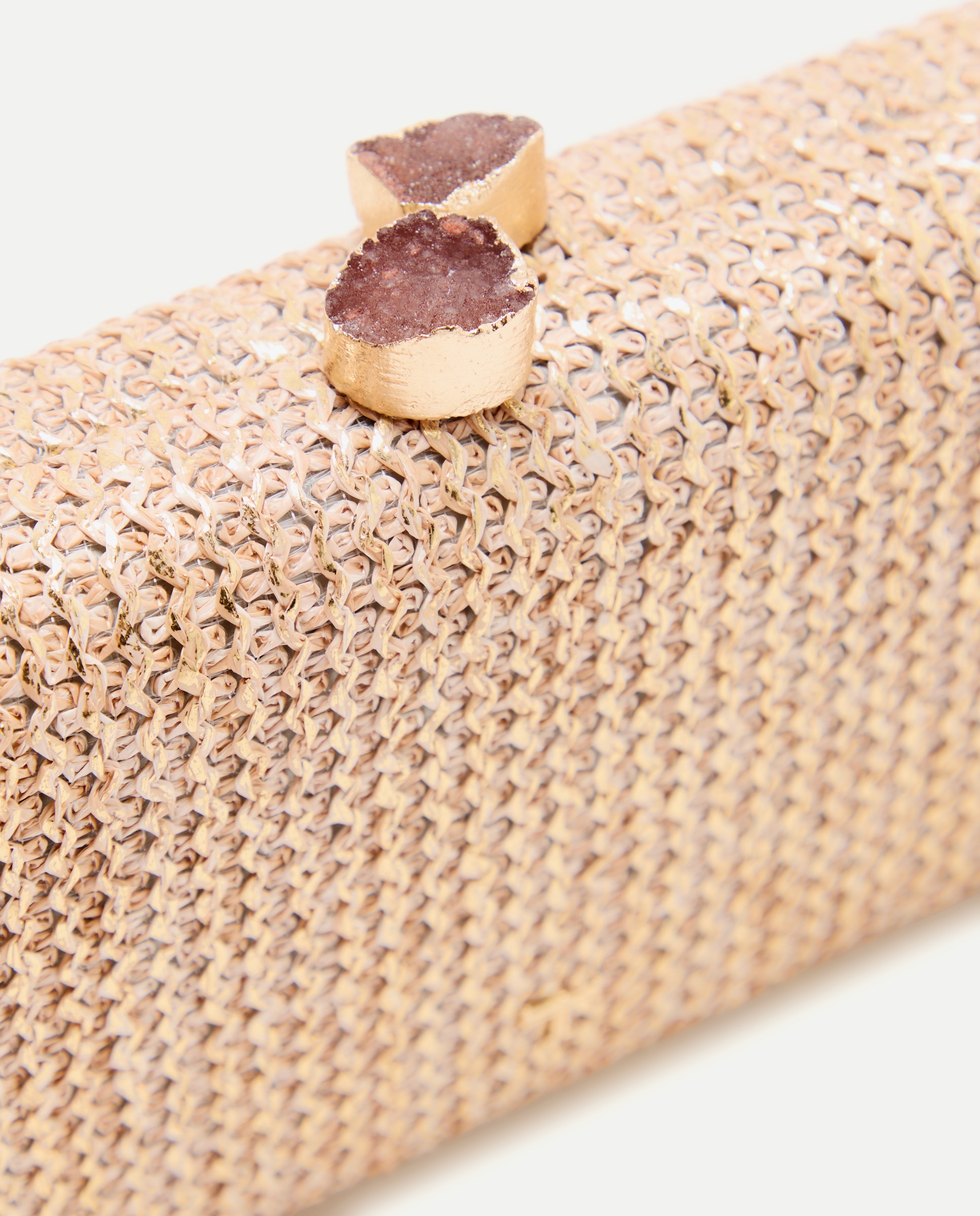 Mala Clutch com Brilho e Pregadeira de Pedra 120 Cru-3