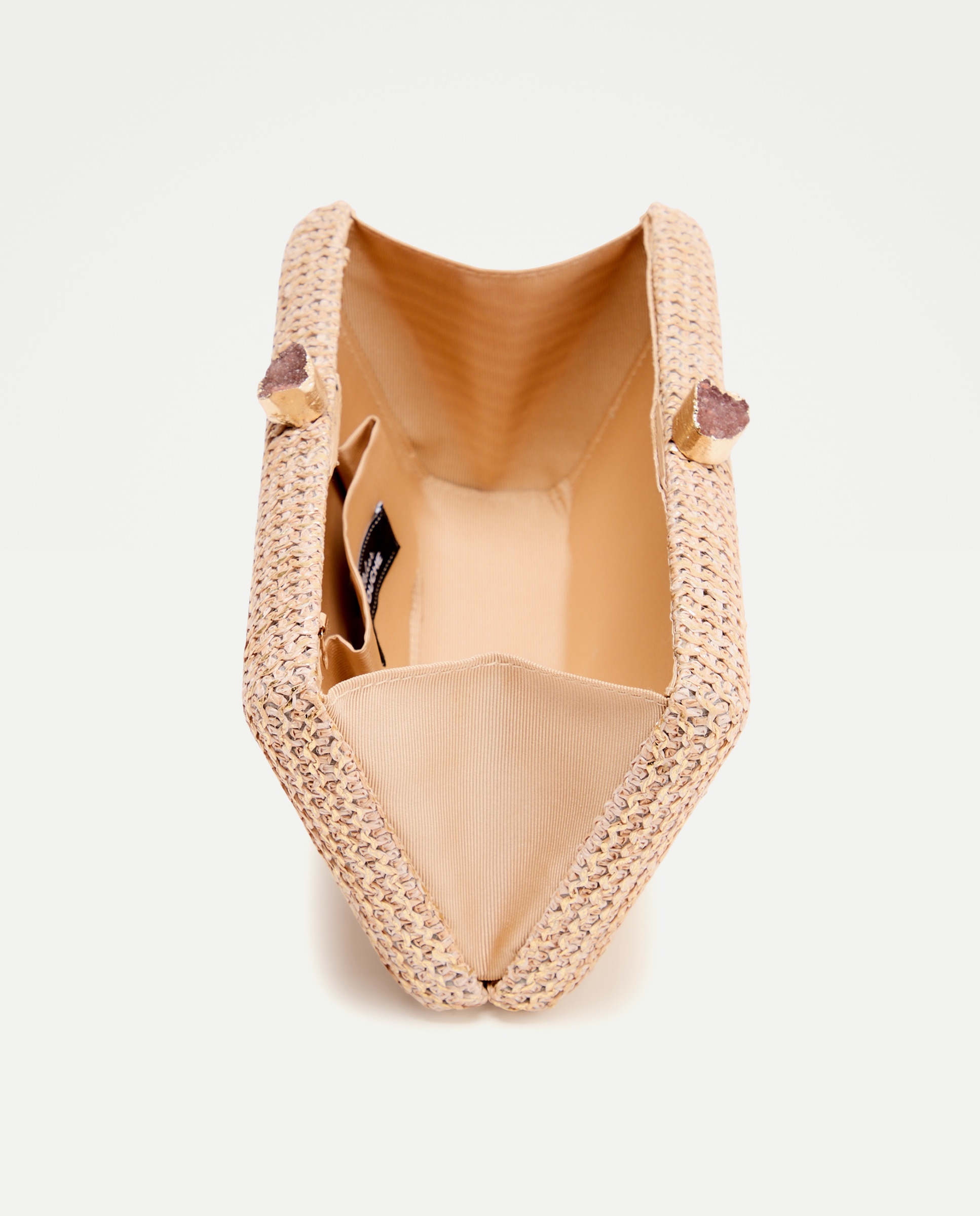 Mala Clutch com Brilho e Pregadeira de Pedra 120 Cru-5