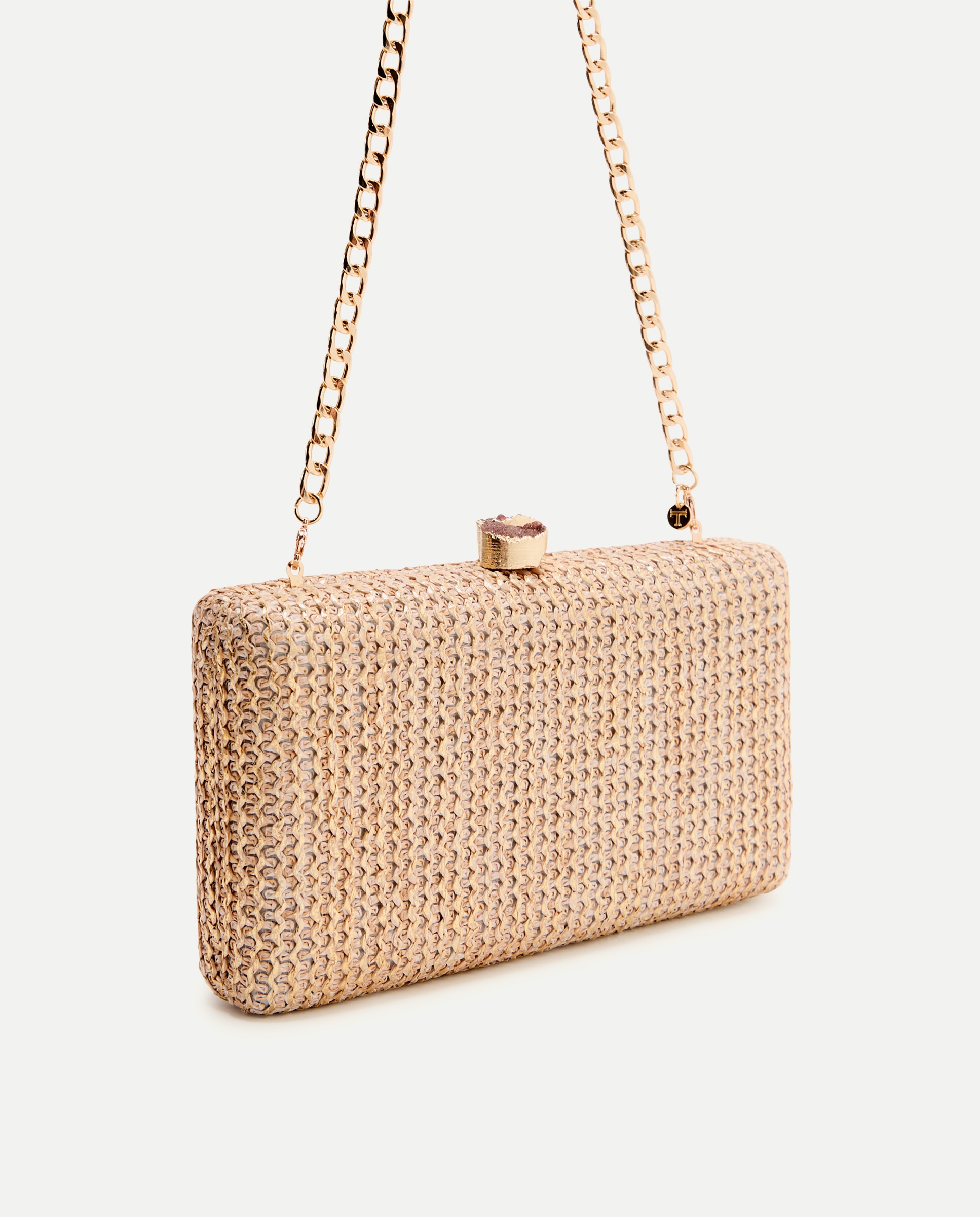 Mala Clutch com Brilho e Pregadeira de Pedra 120 Cru-6