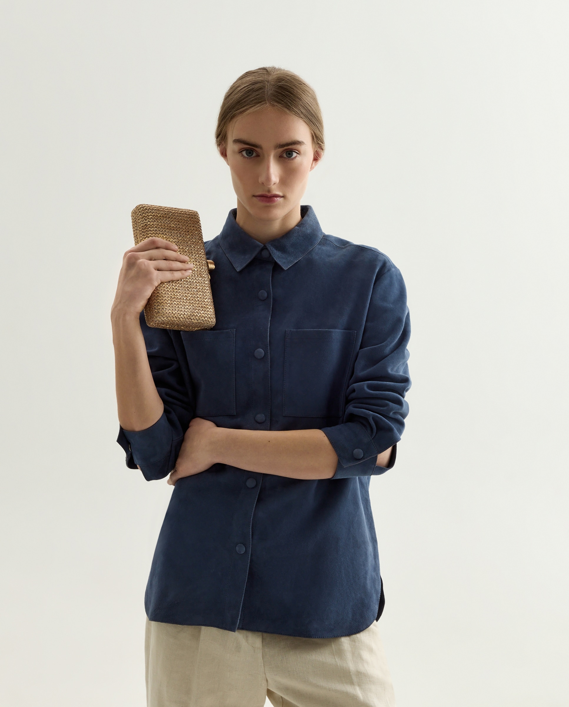 Mala Clutch com Brilho e Pregadeira de Pedra 120 Cru-7