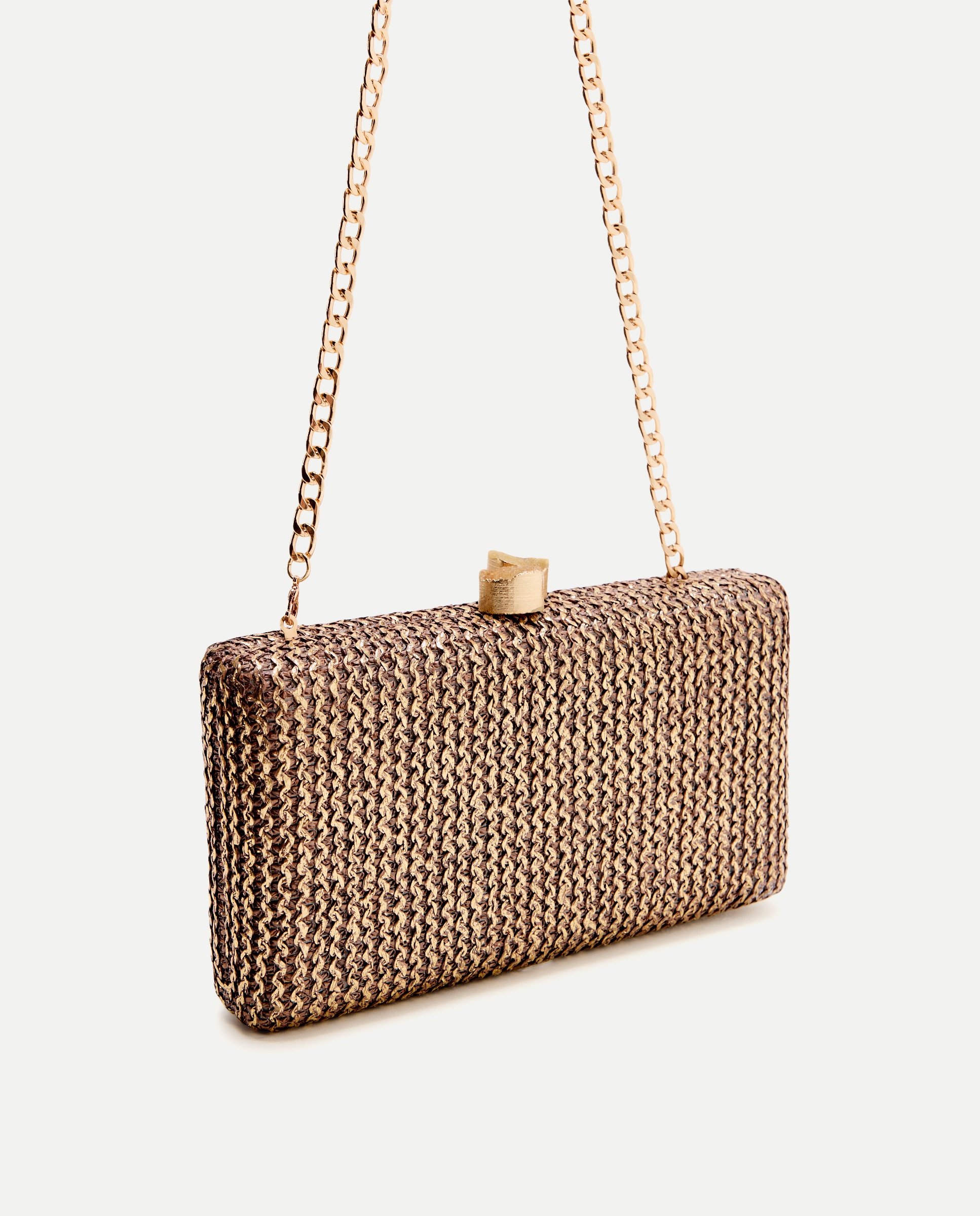 Mala Clutch com Brilho e Pregadeira de Pedra Chocolate-6