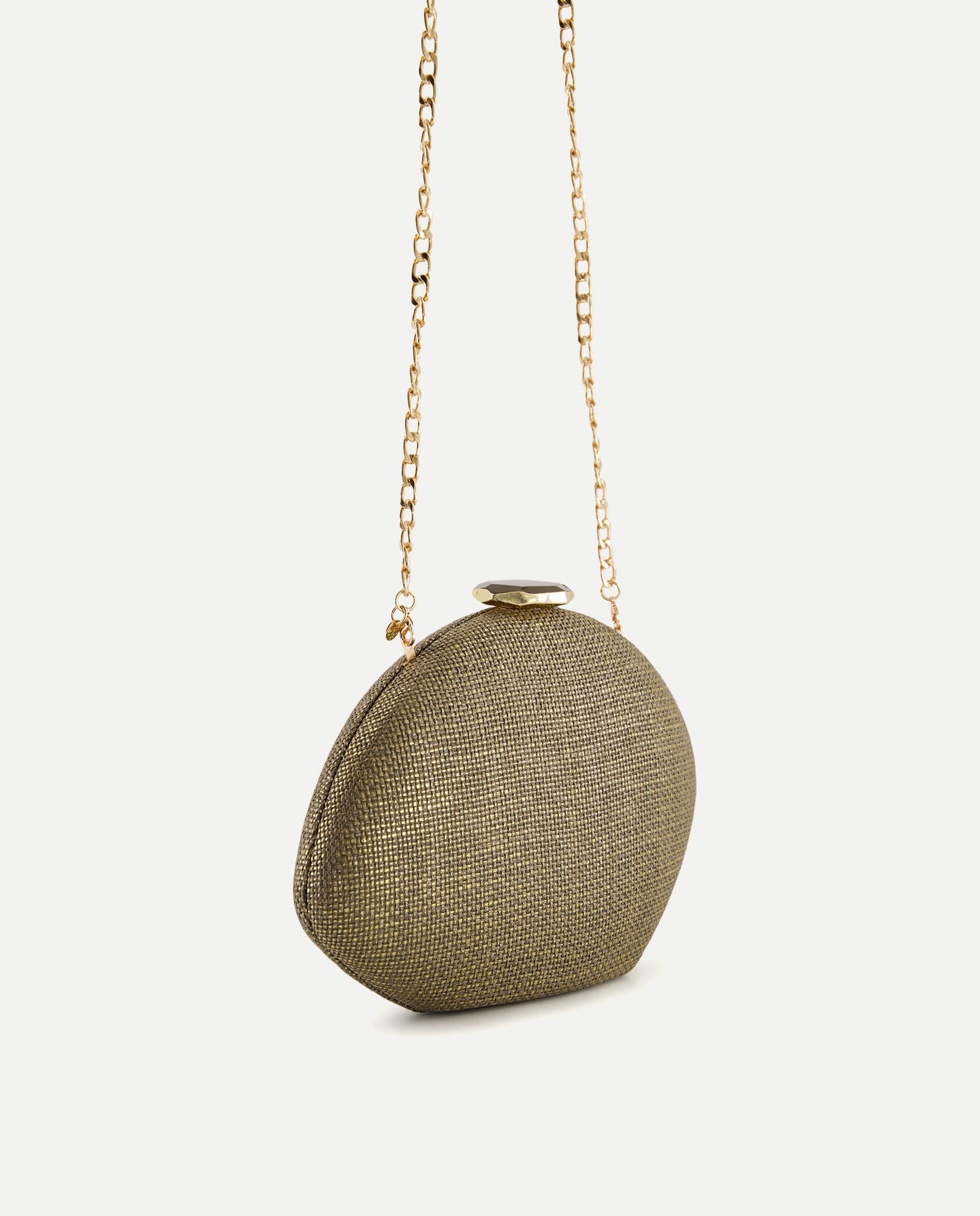 Mala Clutch Oval com Joia 370 Ocre-6