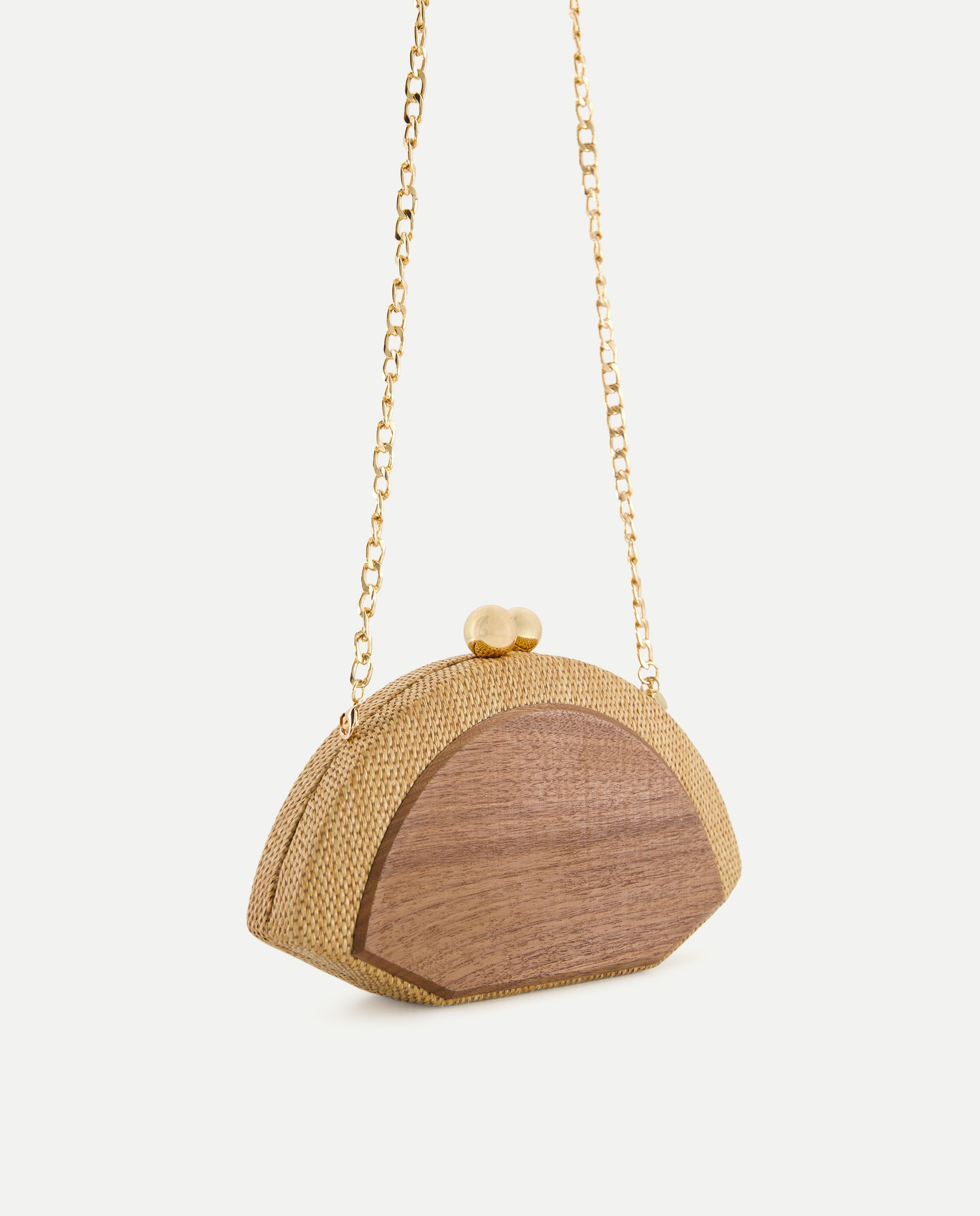 Mala Clutch Combinada com Madeira 120 Cru-6