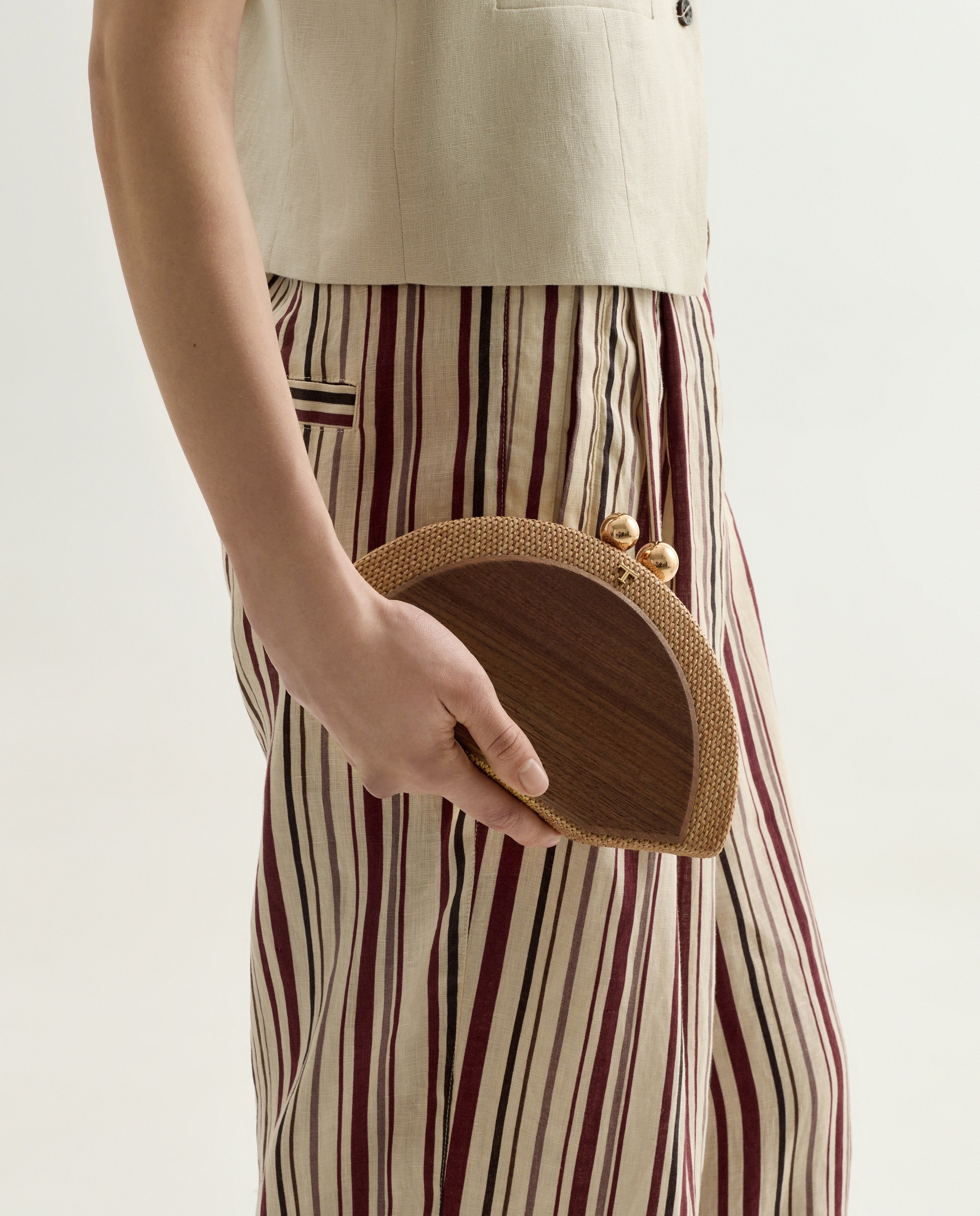 Mala Clutch Combinada com Madeira 120 Cru-7