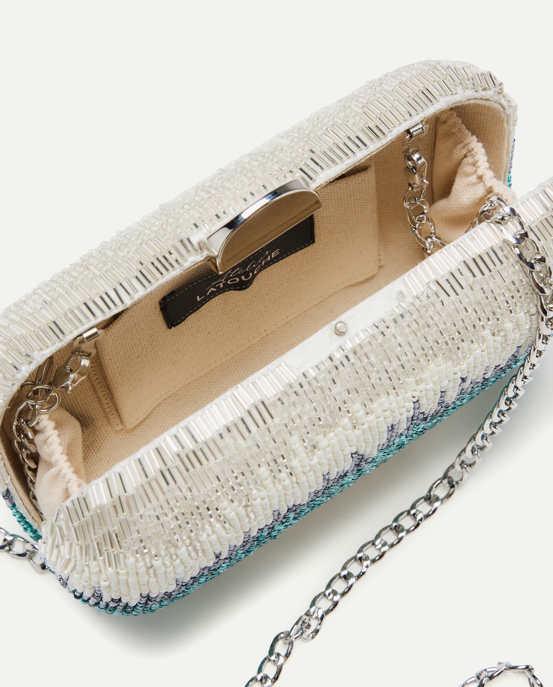 Mala Clutch com Brilho em Cascata Verde-5