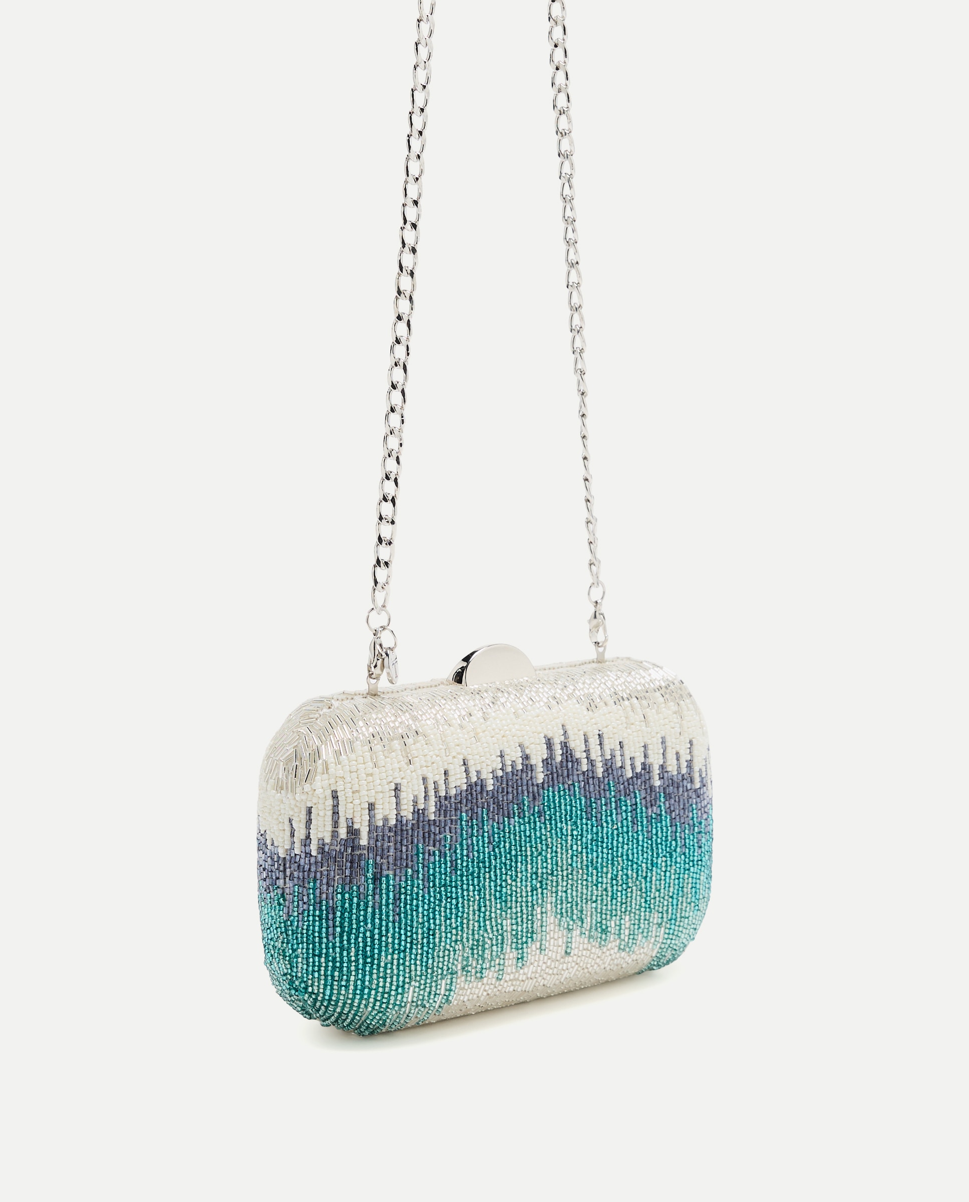 Mala Clutch com Brilho em Cascata Verde-6