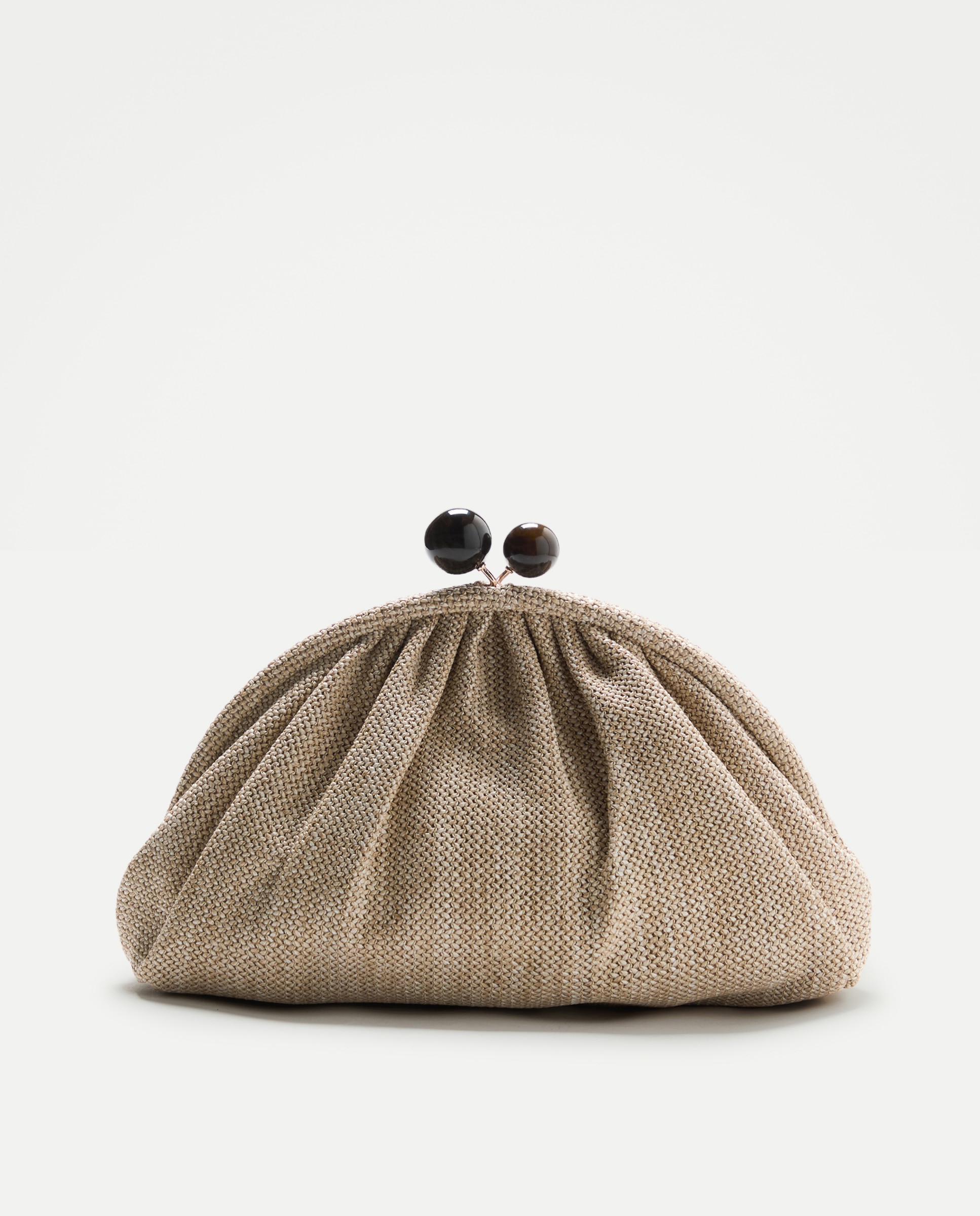Mala Pouch com Fecho de Bolas Bege-1
