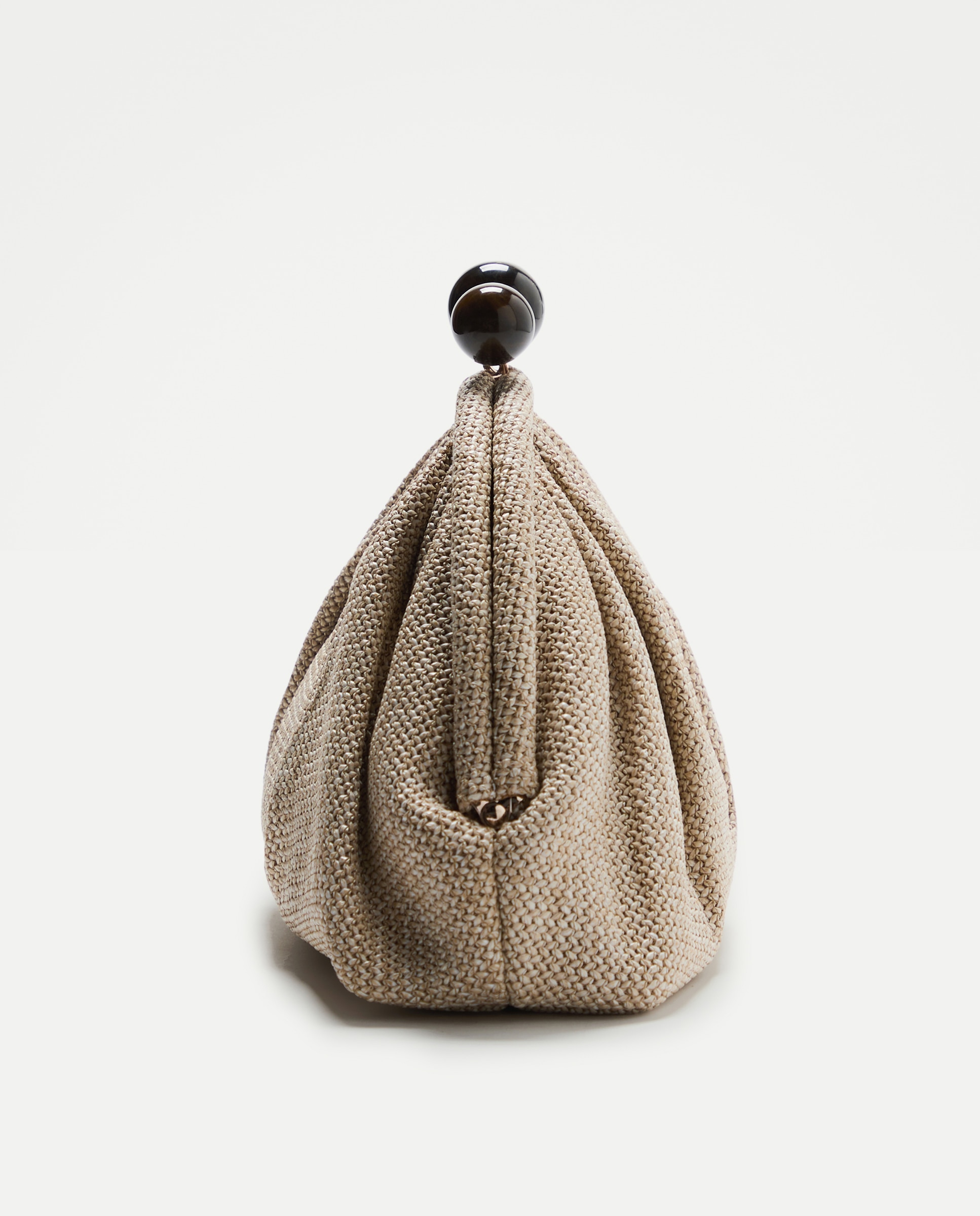 Mala Pouch com Fecho de Bolas Bege-2